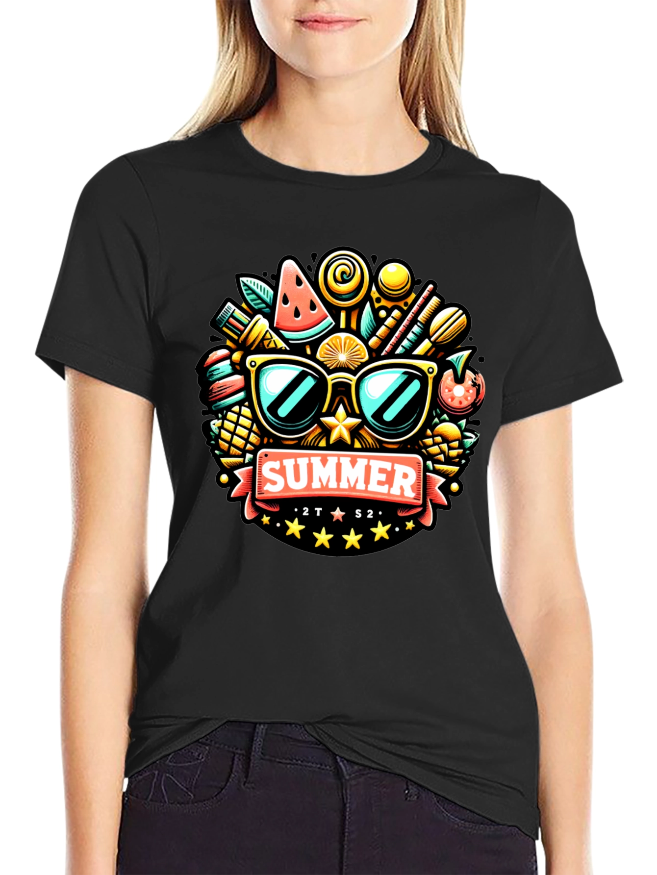 Summer Fun Graphic Tee - Black