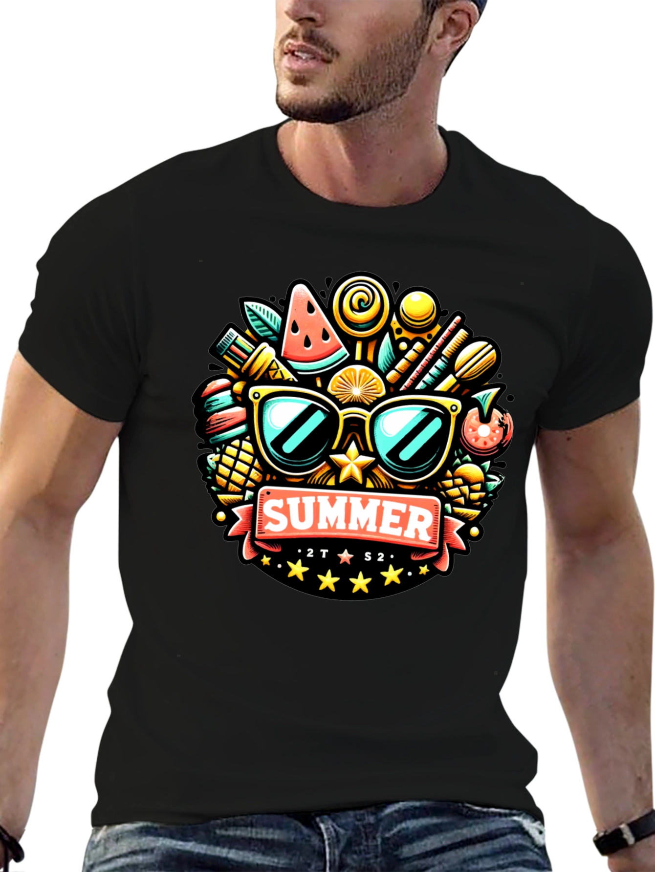 Summer Fun Graphic Tee - Black