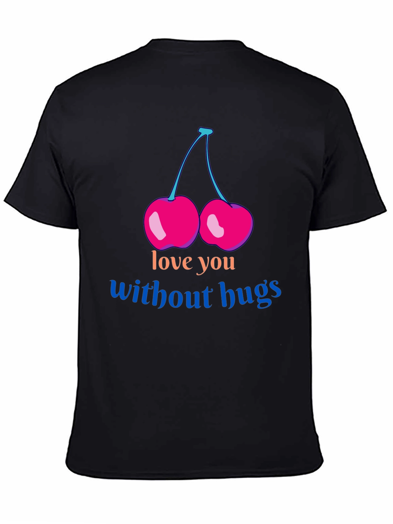 Love You Without Hugs Cherry Graphic Tee - Black