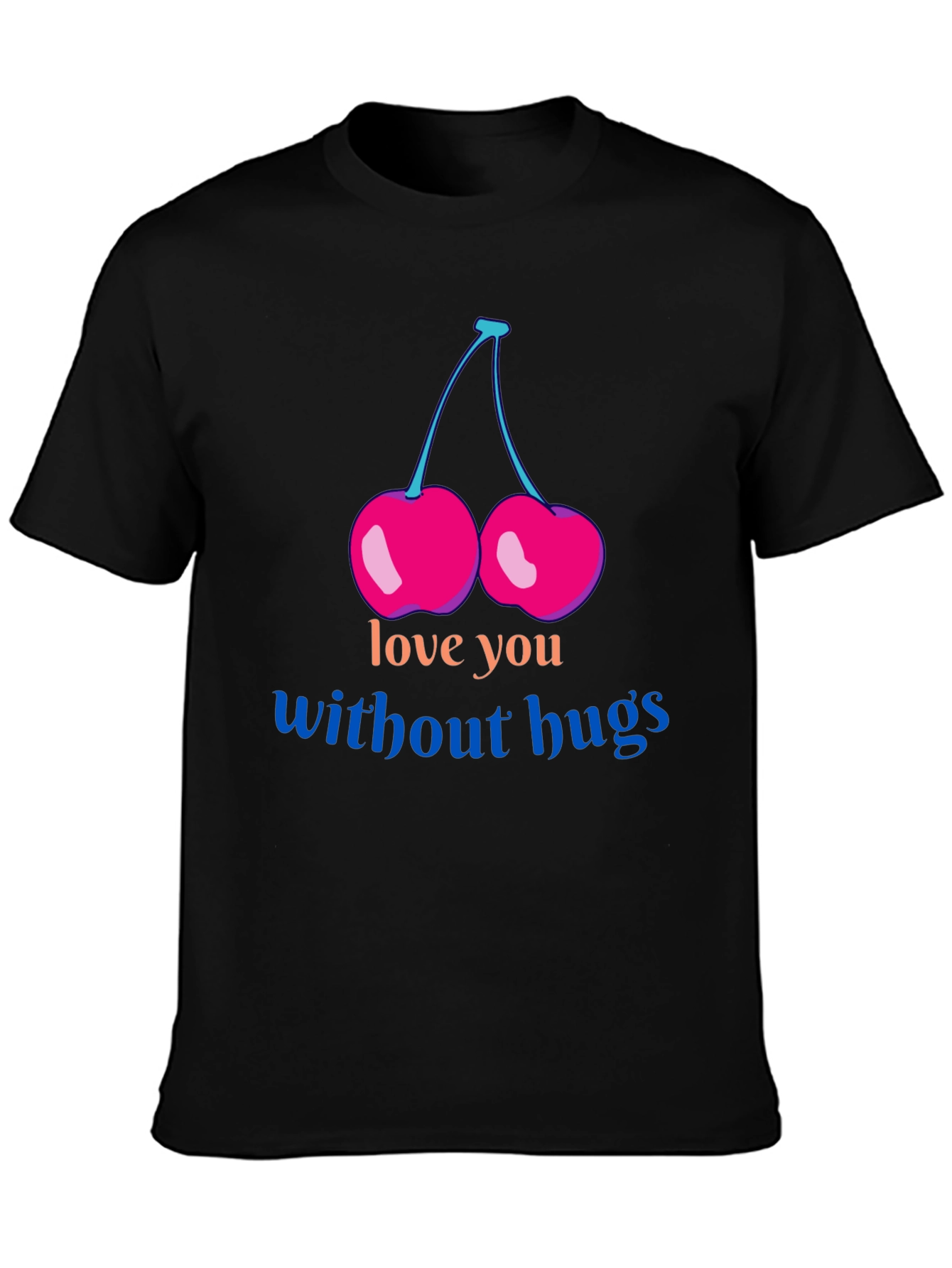 Love You Without Hugs Cherry Graphic Tee - Black