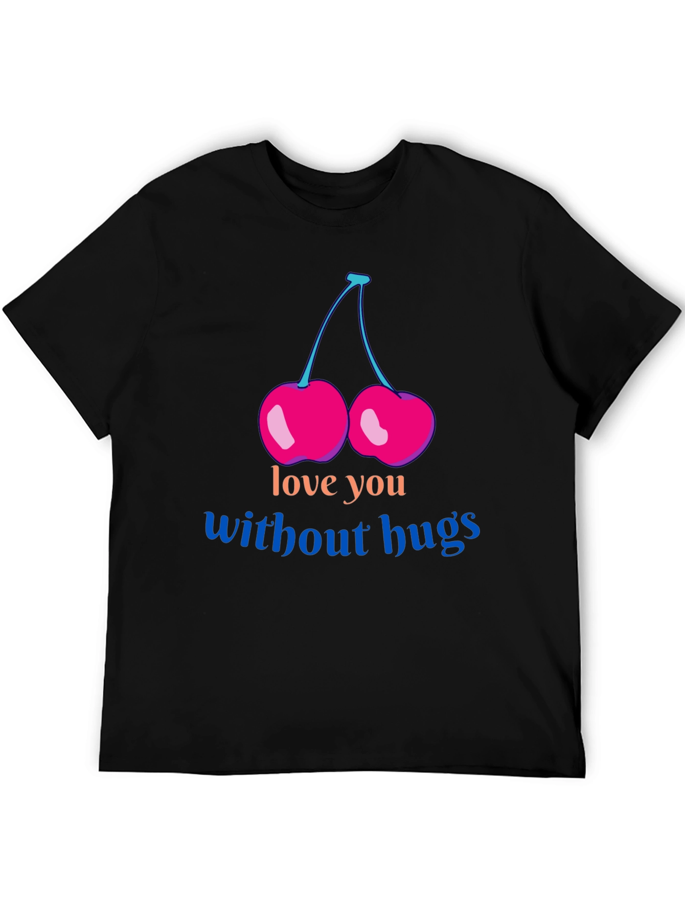 Love You Without Hugs Cherry Graphic Tee - Black