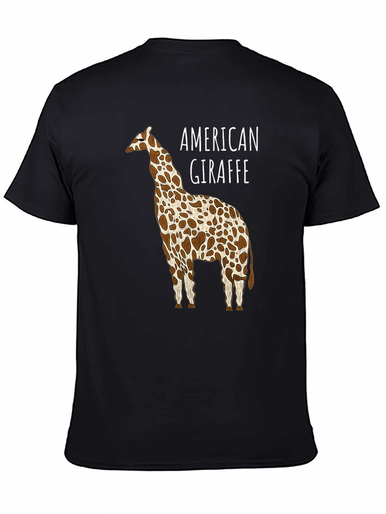 American Giraffe Graphic Tee - Black Cotton T-Shirt