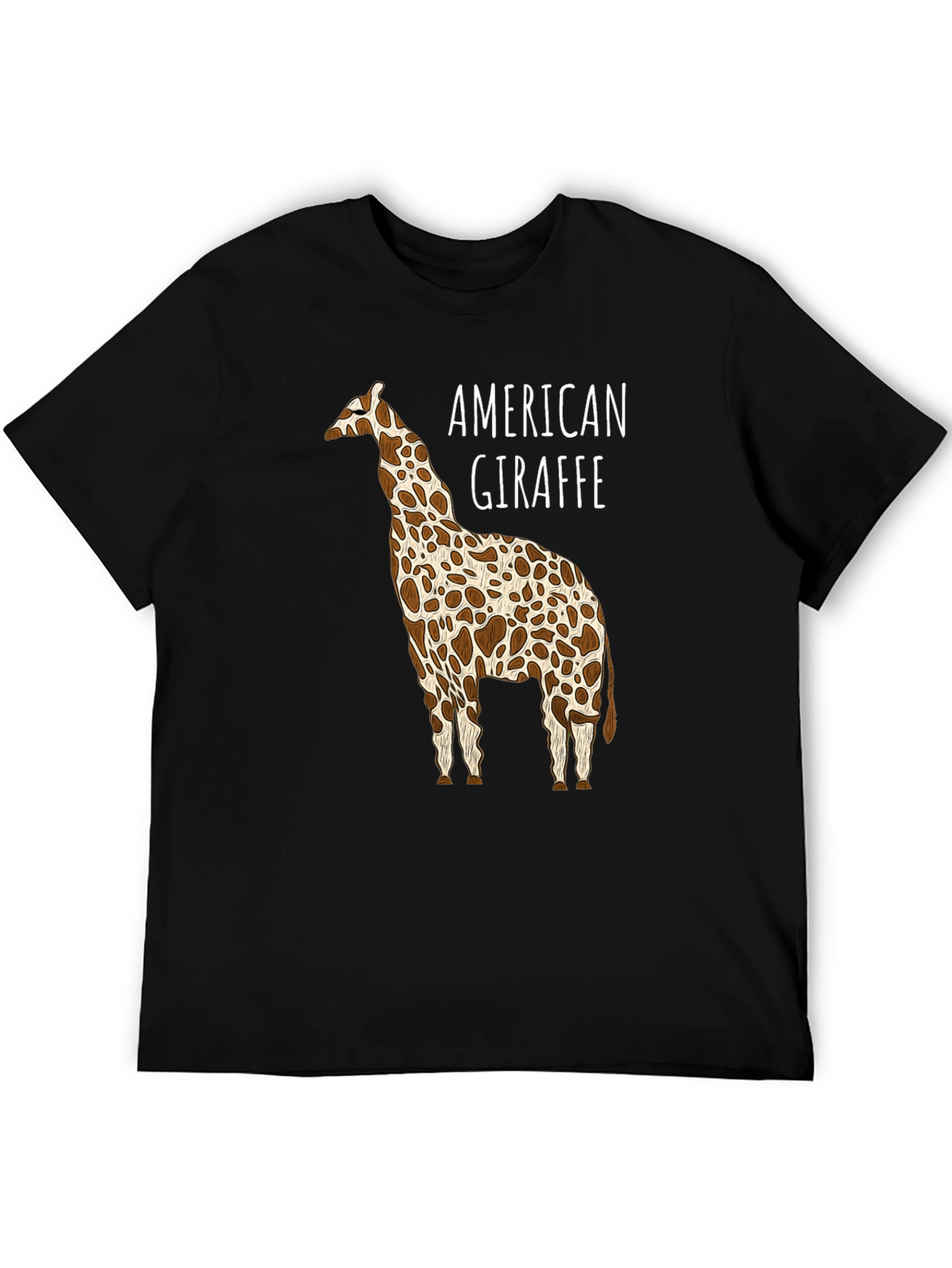 American Giraffe Graphic Tee - Black Cotton T-Shirt