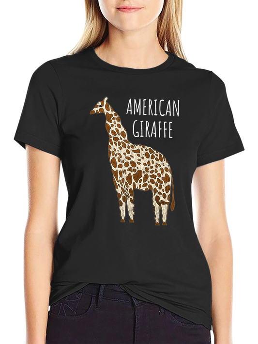American Giraffe Graphic Tee - Black Cotton T-Shirt