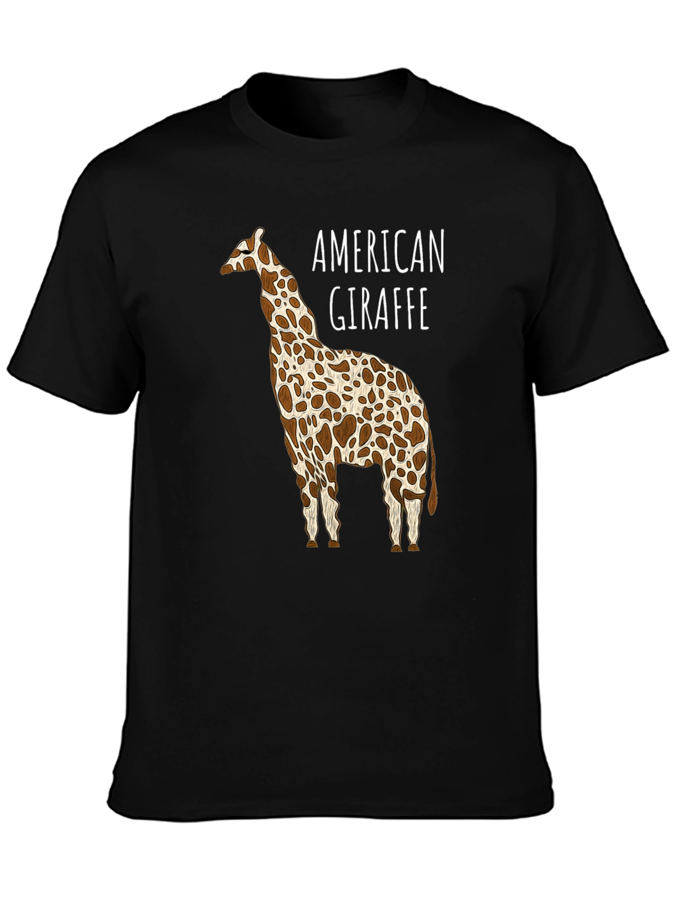 American Giraffe Graphic Tee - Black Cotton T-Shirt
