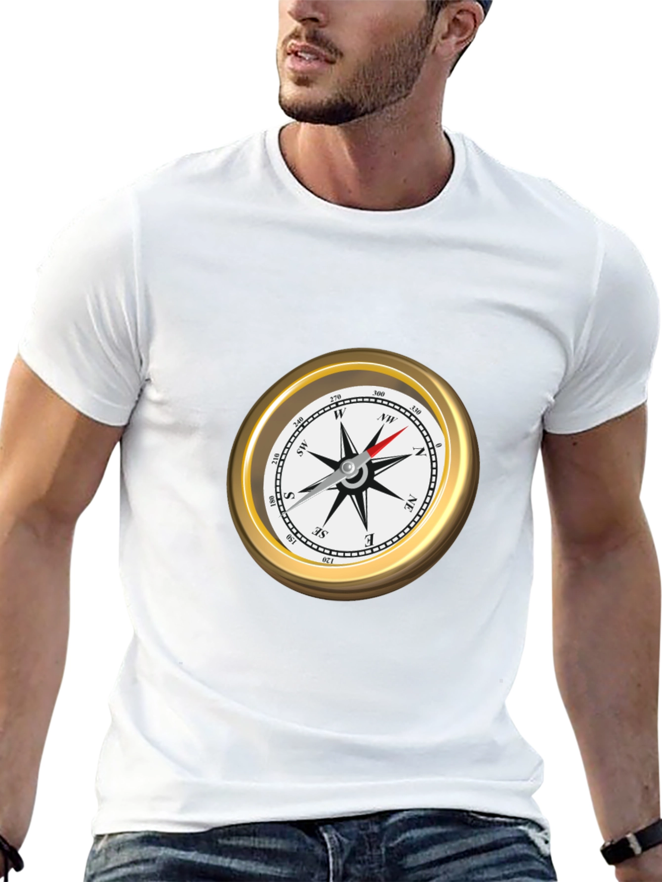 Compass Graphic T-Shirt - Black Short Sleeve Tee