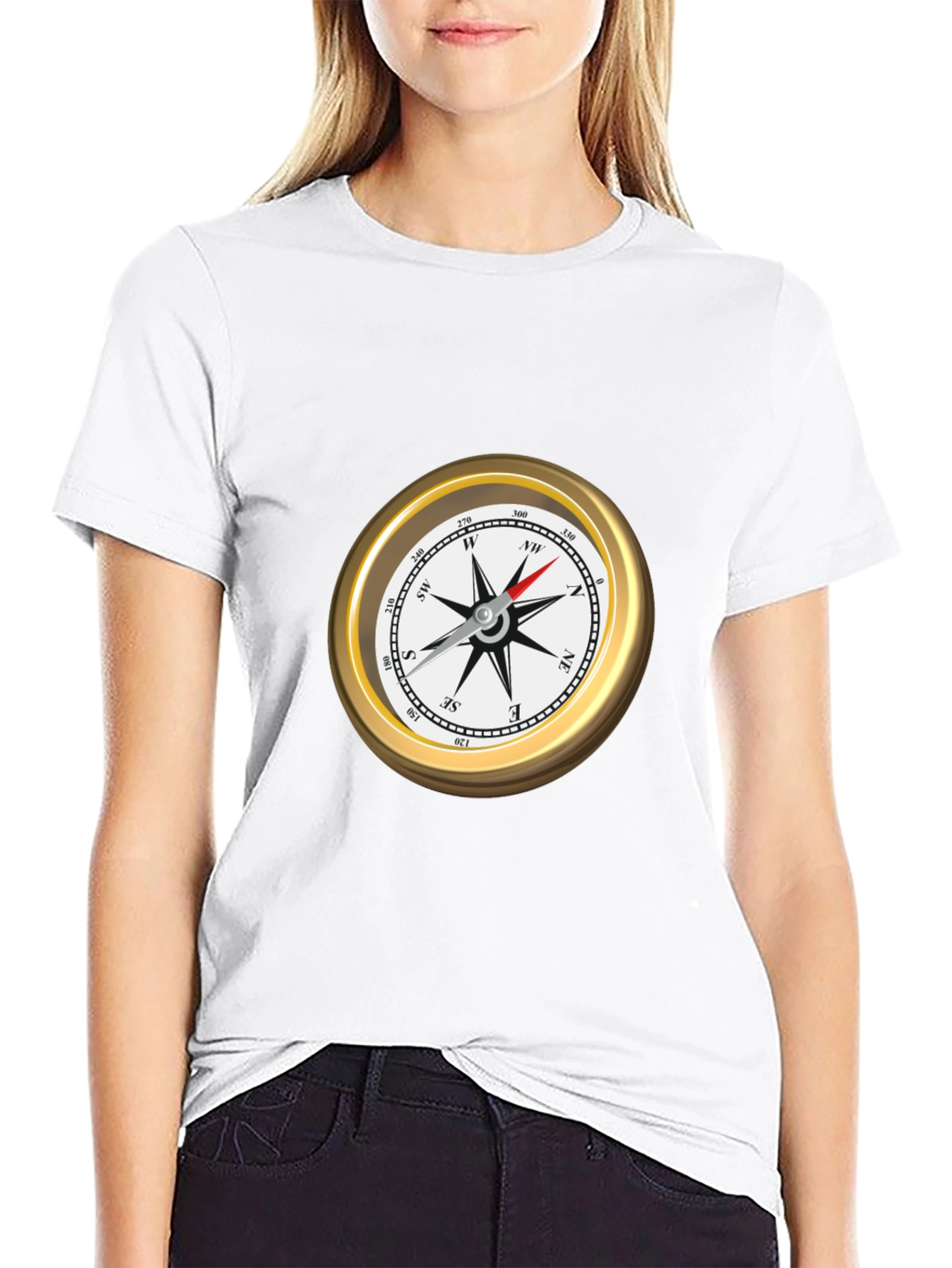 Compass Graphic T-Shirt - Black Short Sleeve Tee