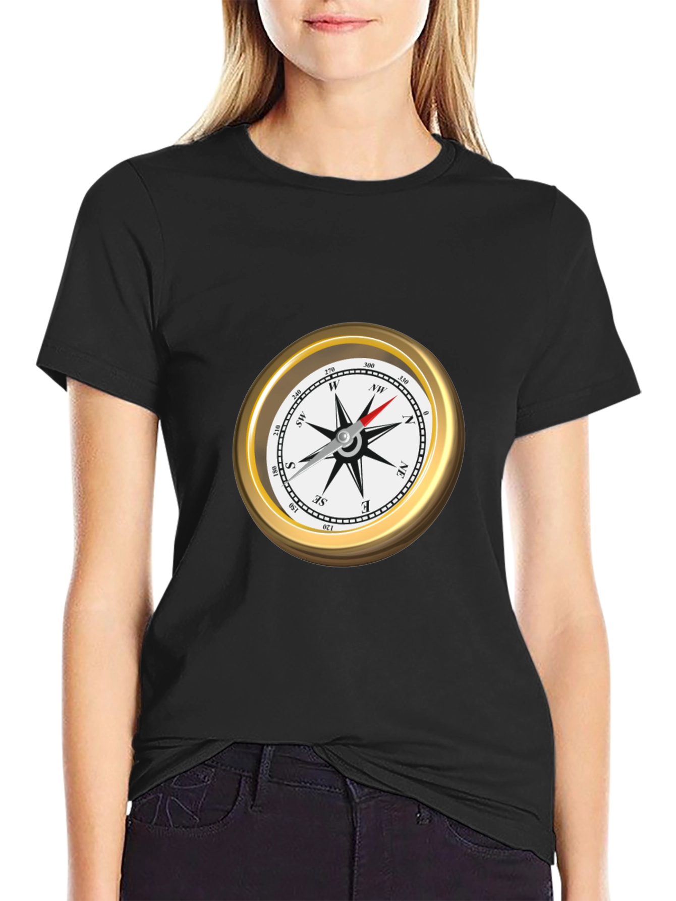 Compass Graphic T-Shirt - Black Short Sleeve Tee