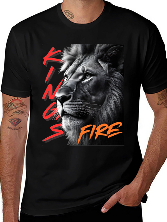 Kings Fire Lion Graphic T-Shirt - Black