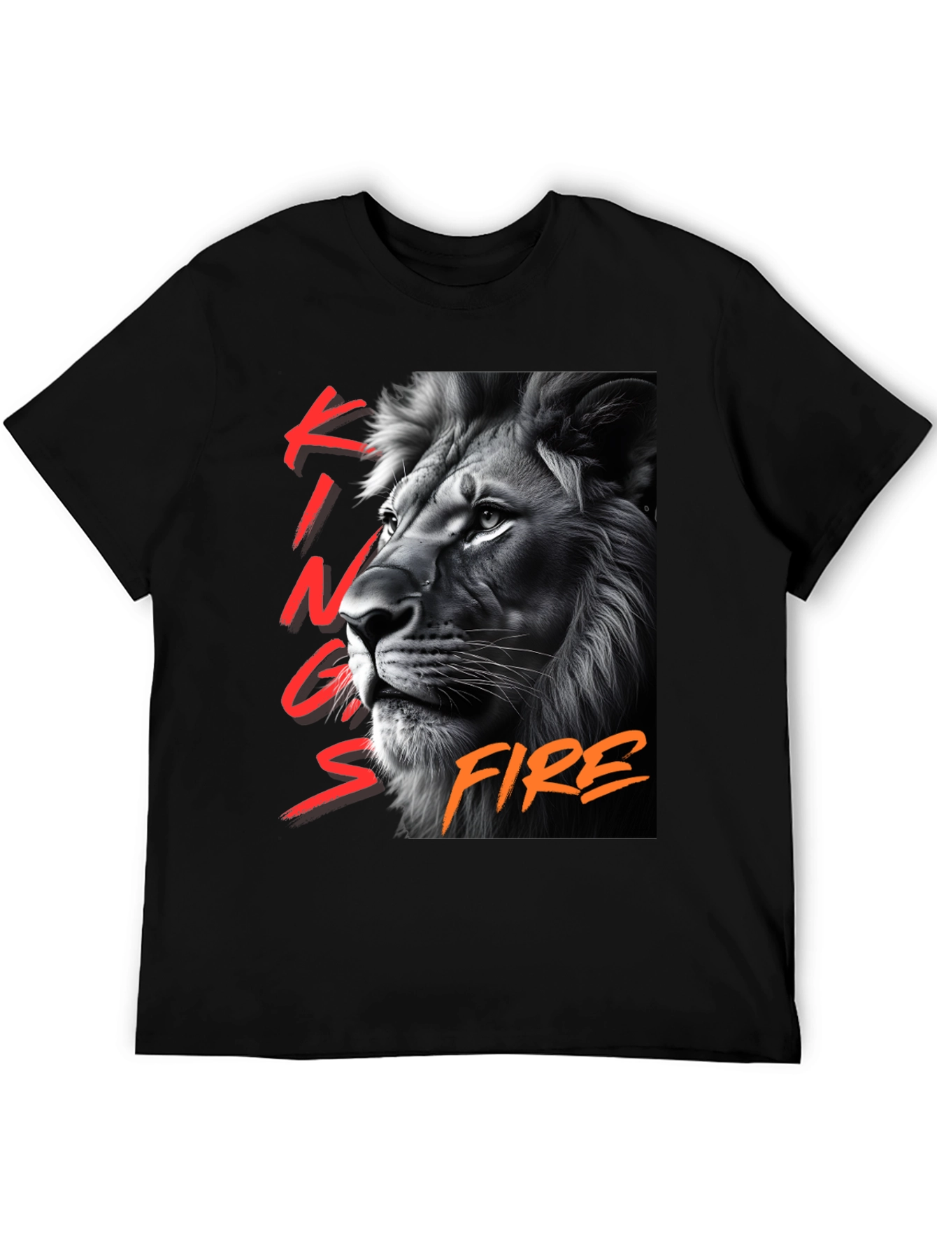 Kings Fire Lion Graphic T-Shirt - Black