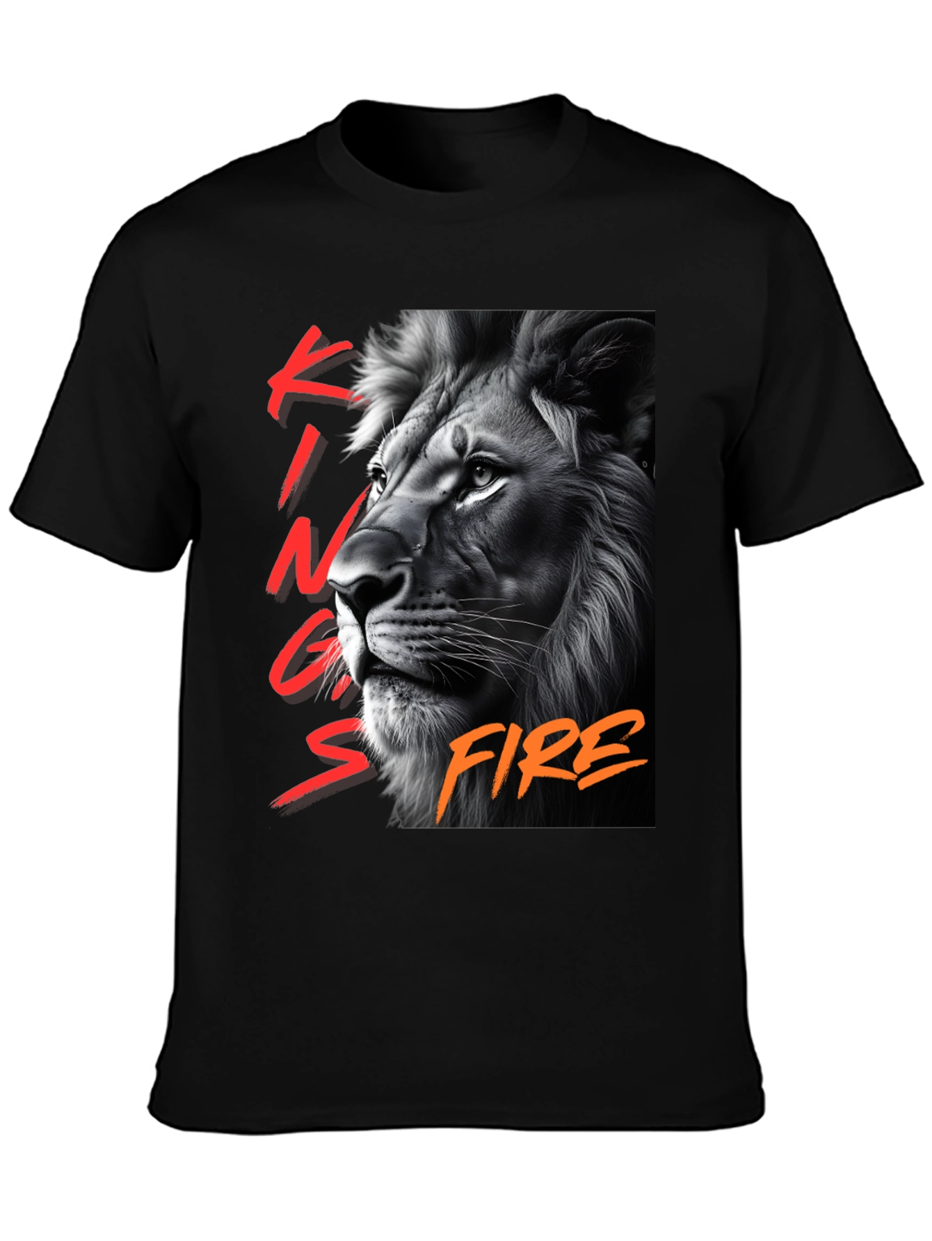 Kings Fire Lion Graphic T-Shirt - Black