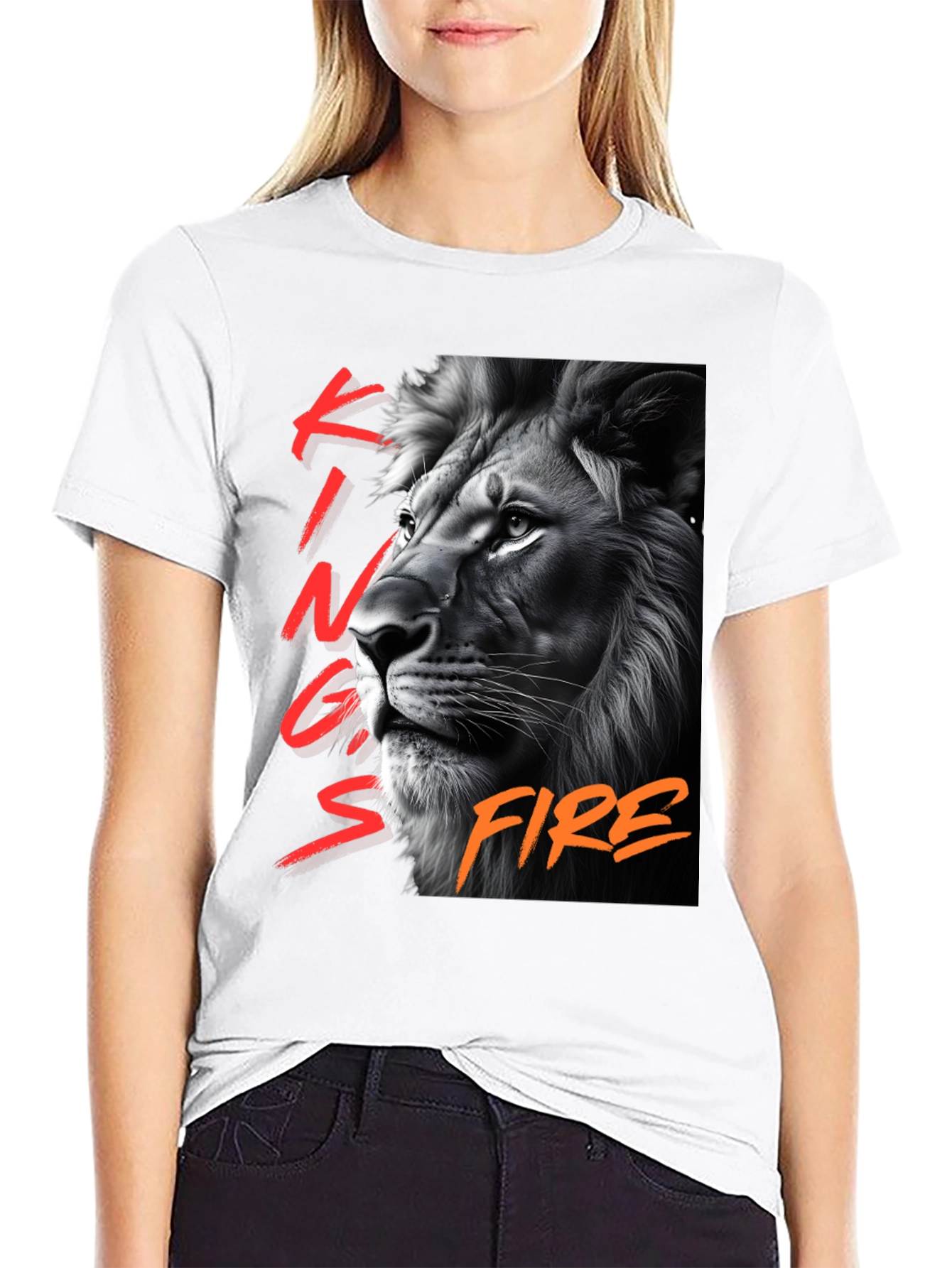 Kings Fire Lion Graphic T-Shirt - Black