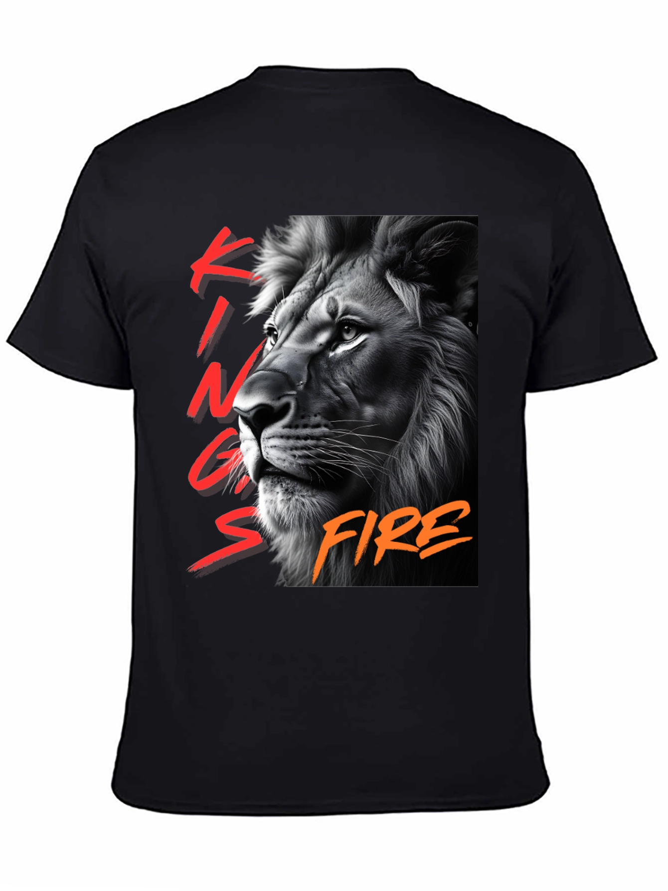 Kings Fire Lion Graphic T-Shirt - Black