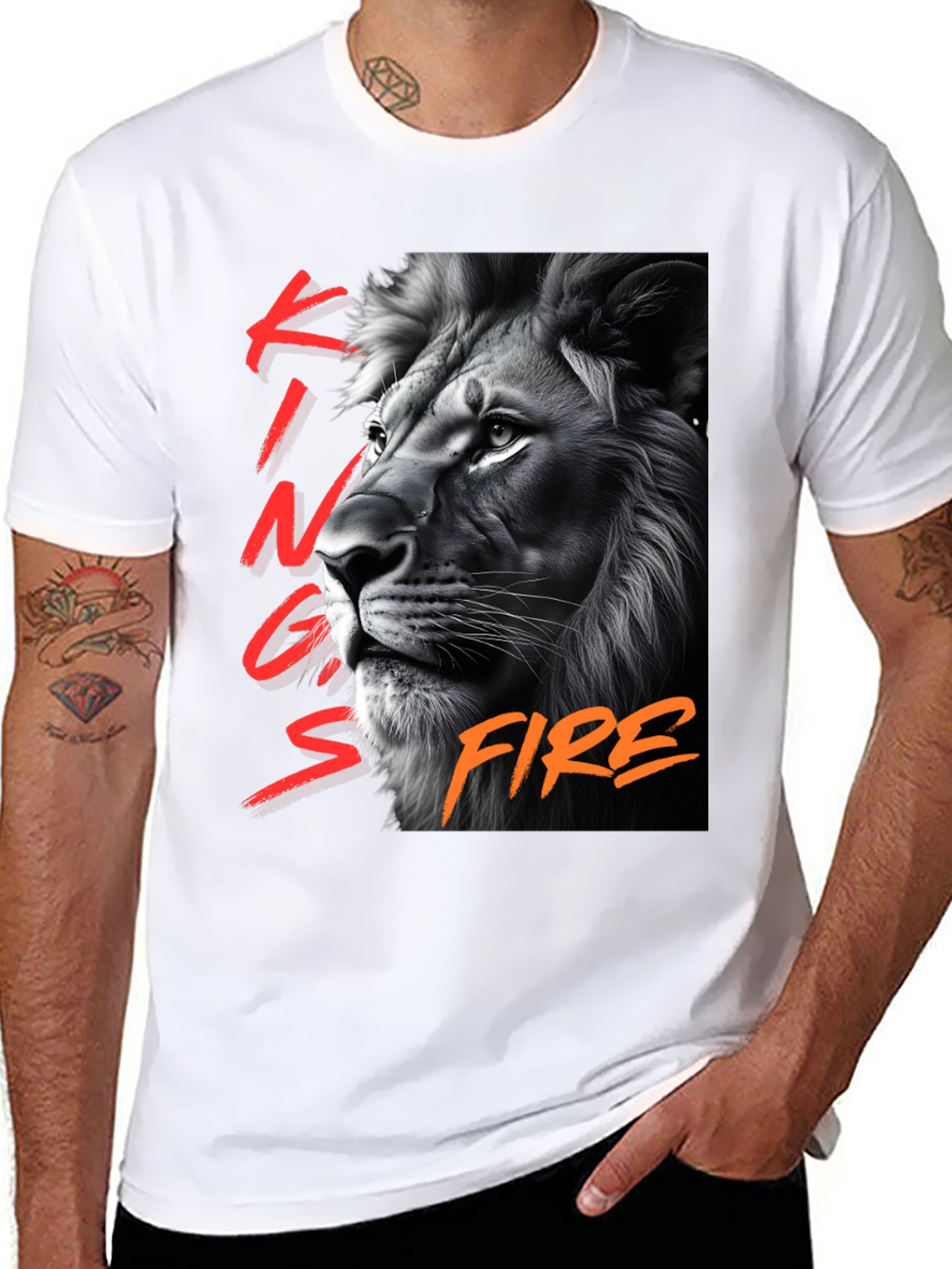 Kings Fire Lion Graphic T-Shirt - Black