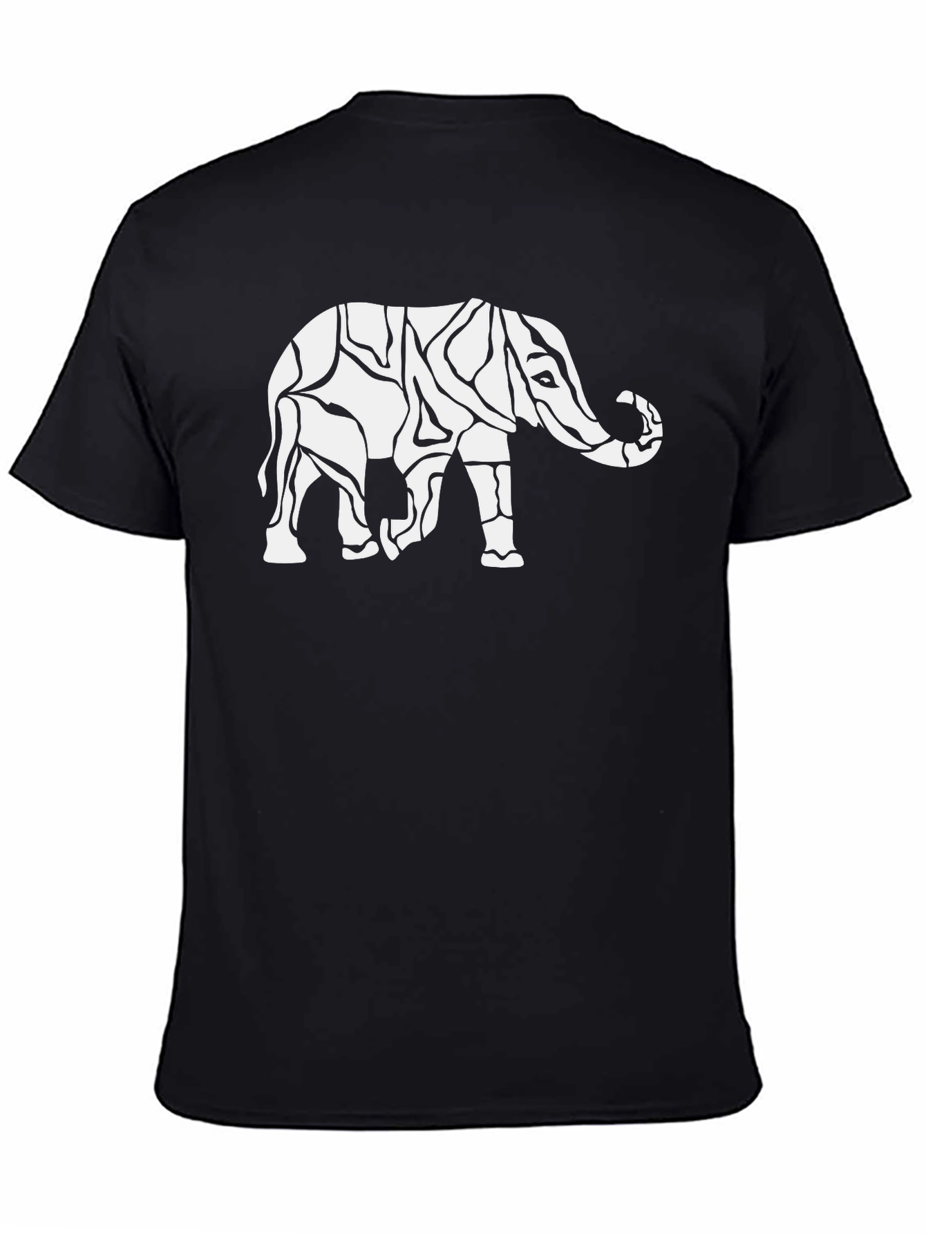 Abstract Elephant Print Black T-Shirt