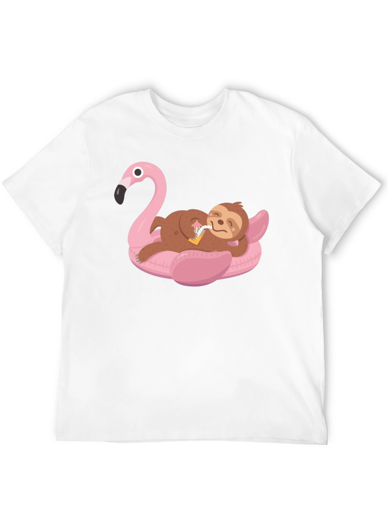 Sloth on Flamingo Pool Float Graphic Tee