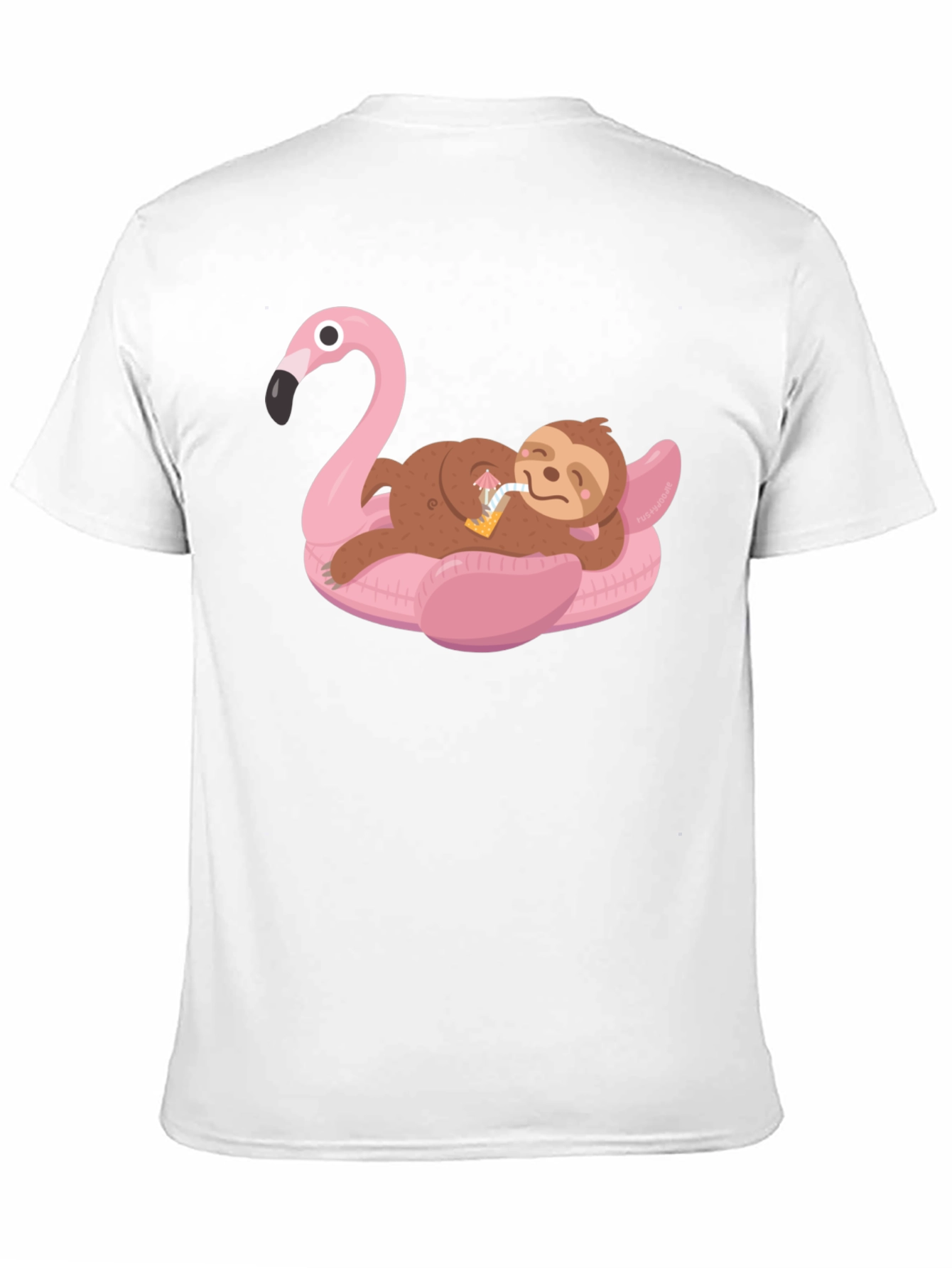 Sloth on Flamingo Pool Float Graphic Tee