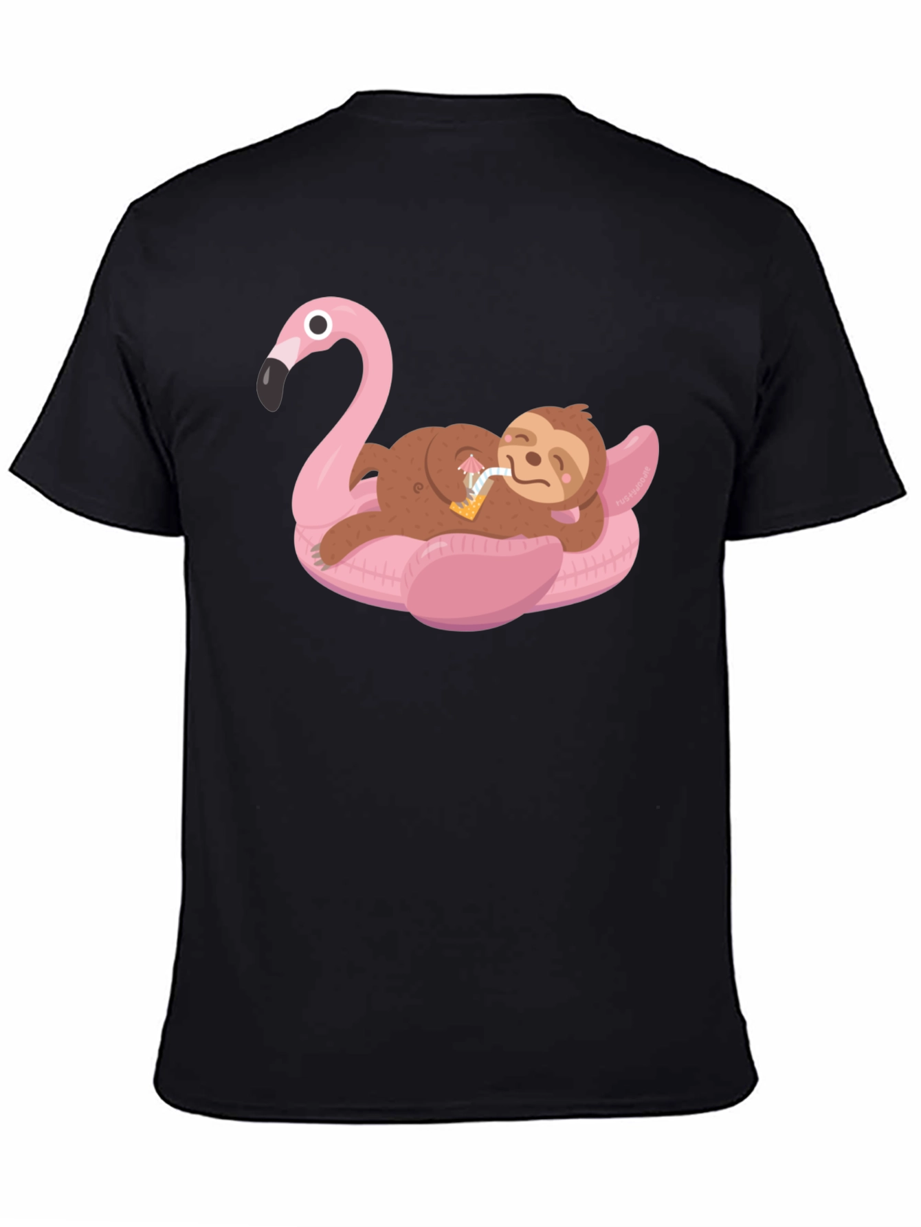Sloth on Flamingo Pool Float Graphic Tee