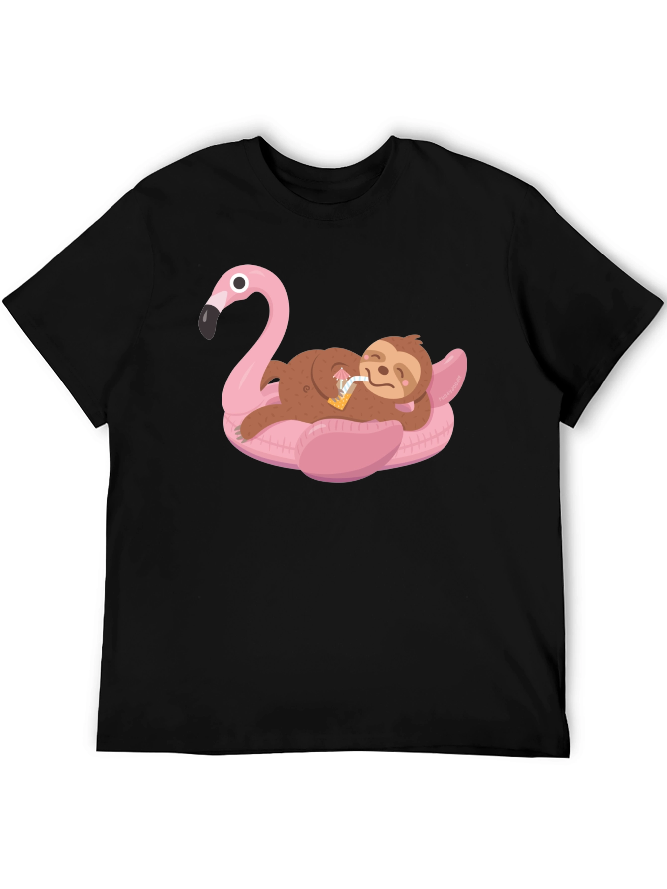 Sloth on Flamingo Pool Float Graphic Tee