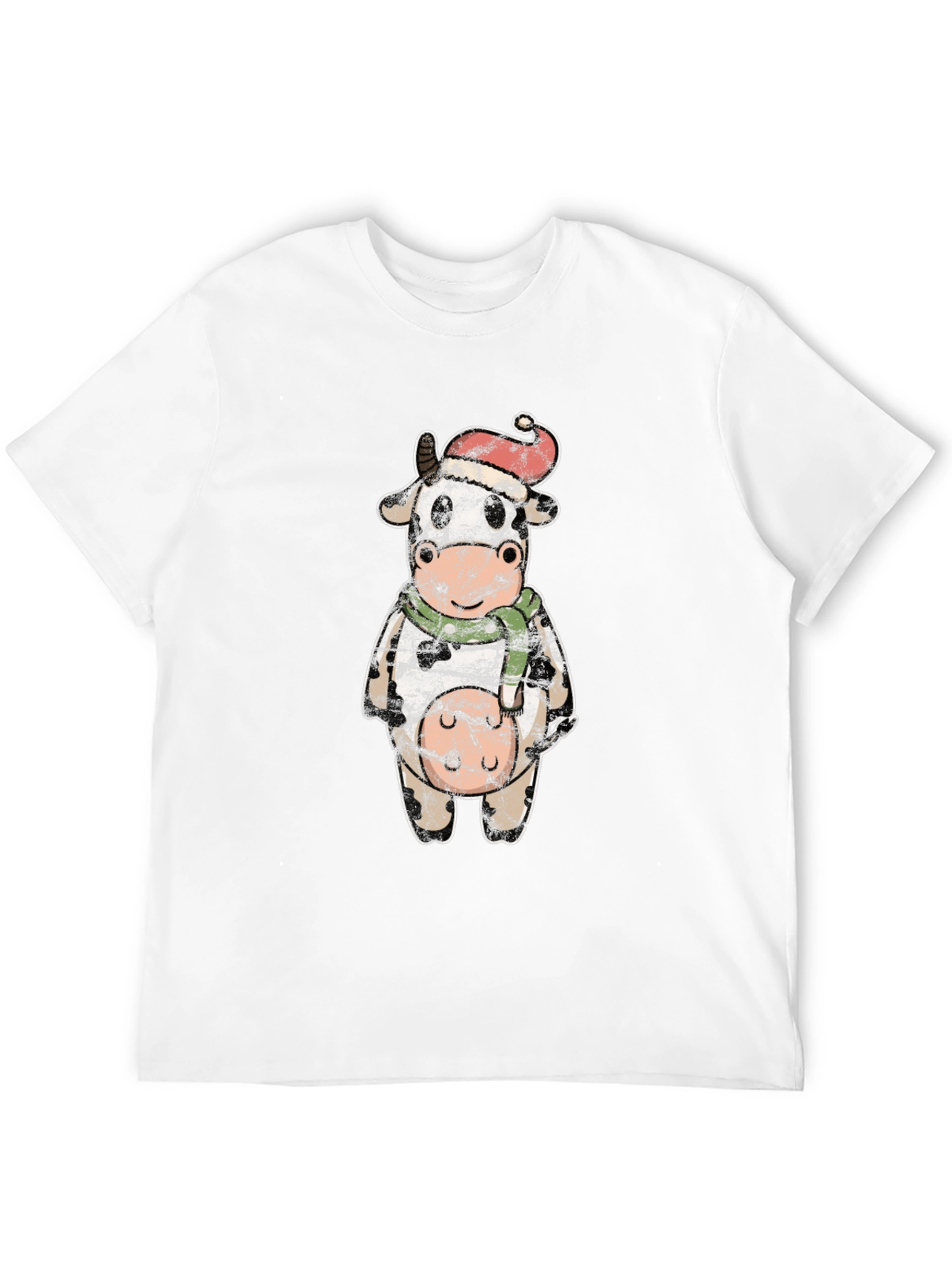 Festive Cow Graphic Tee - Holiday Season Style
