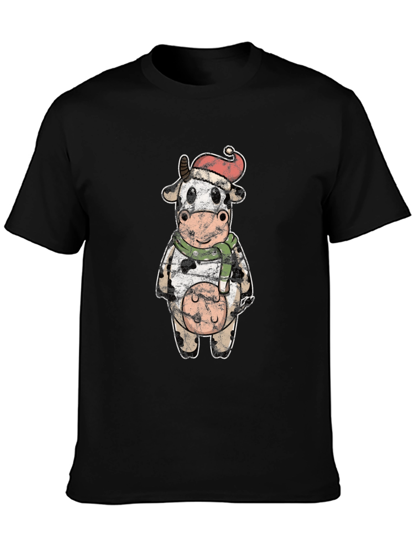 Festive Cow Graphic Tee - Holiday Season Style