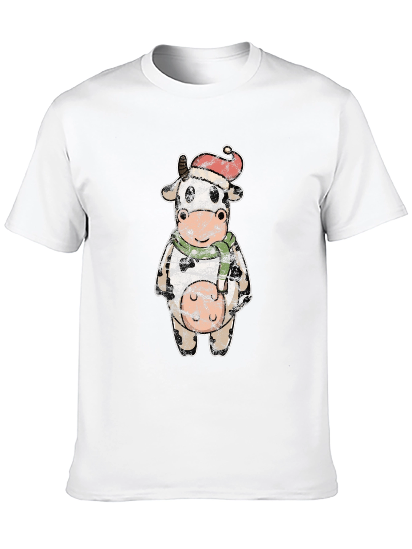 Festive Cow Graphic Tee - Holiday Season Style