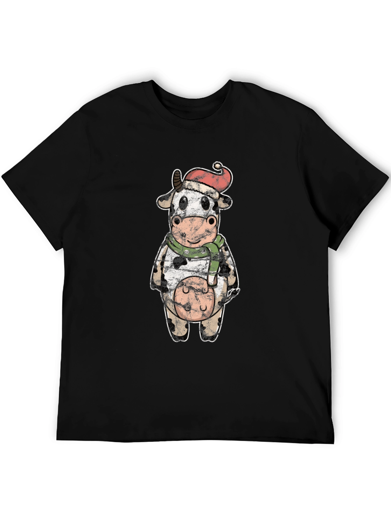 Festive Cow Graphic Tee - Holiday Season Style