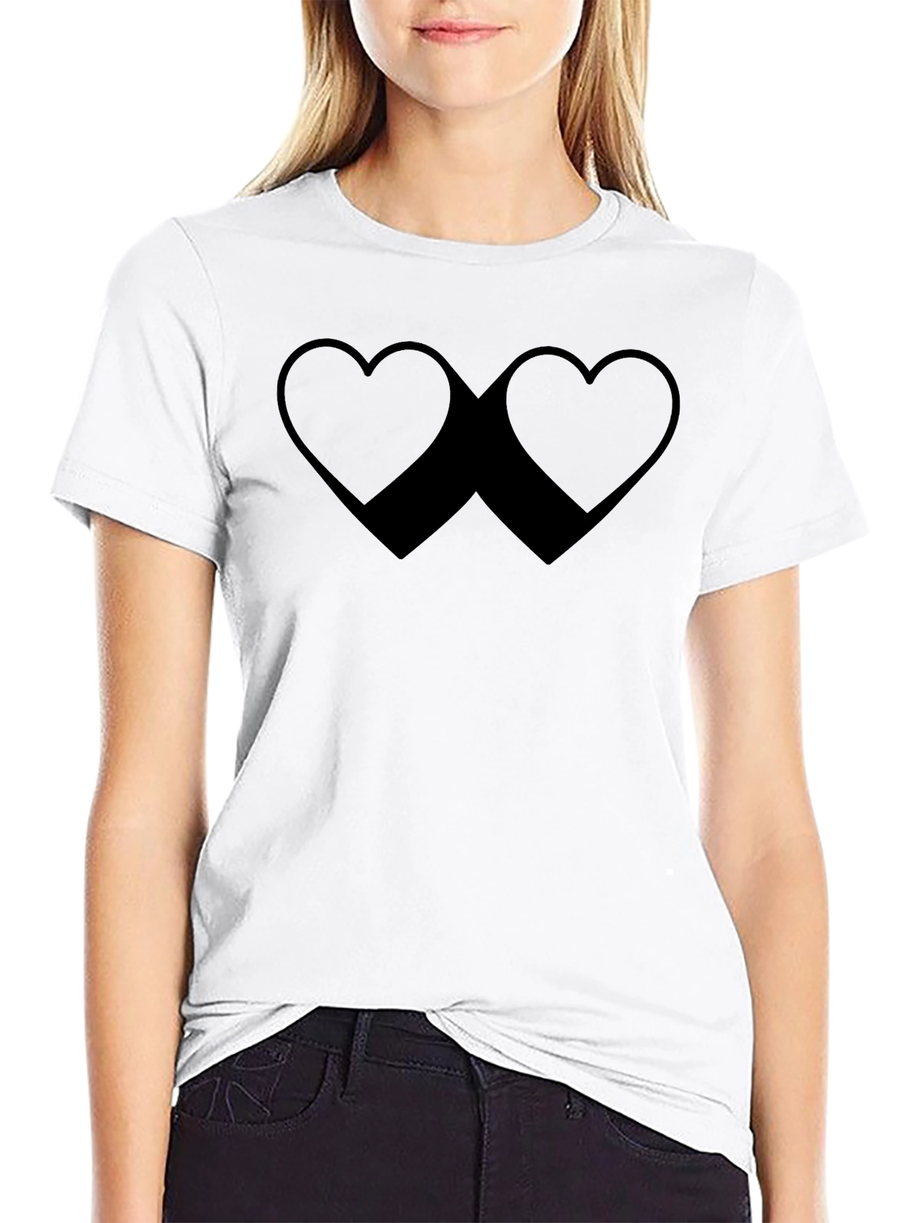 Heart Silhouette Graphic Tee - Casual Black T-Shirt