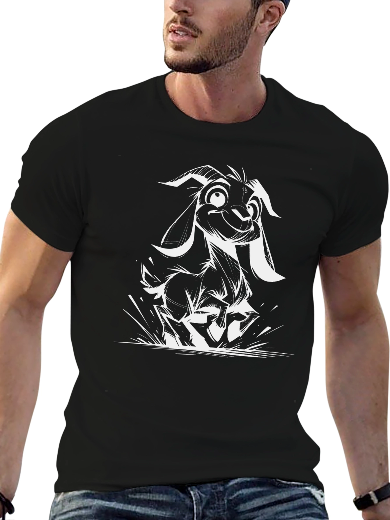 Goat Graphic Tee - Black Crew Neck T-Shirt