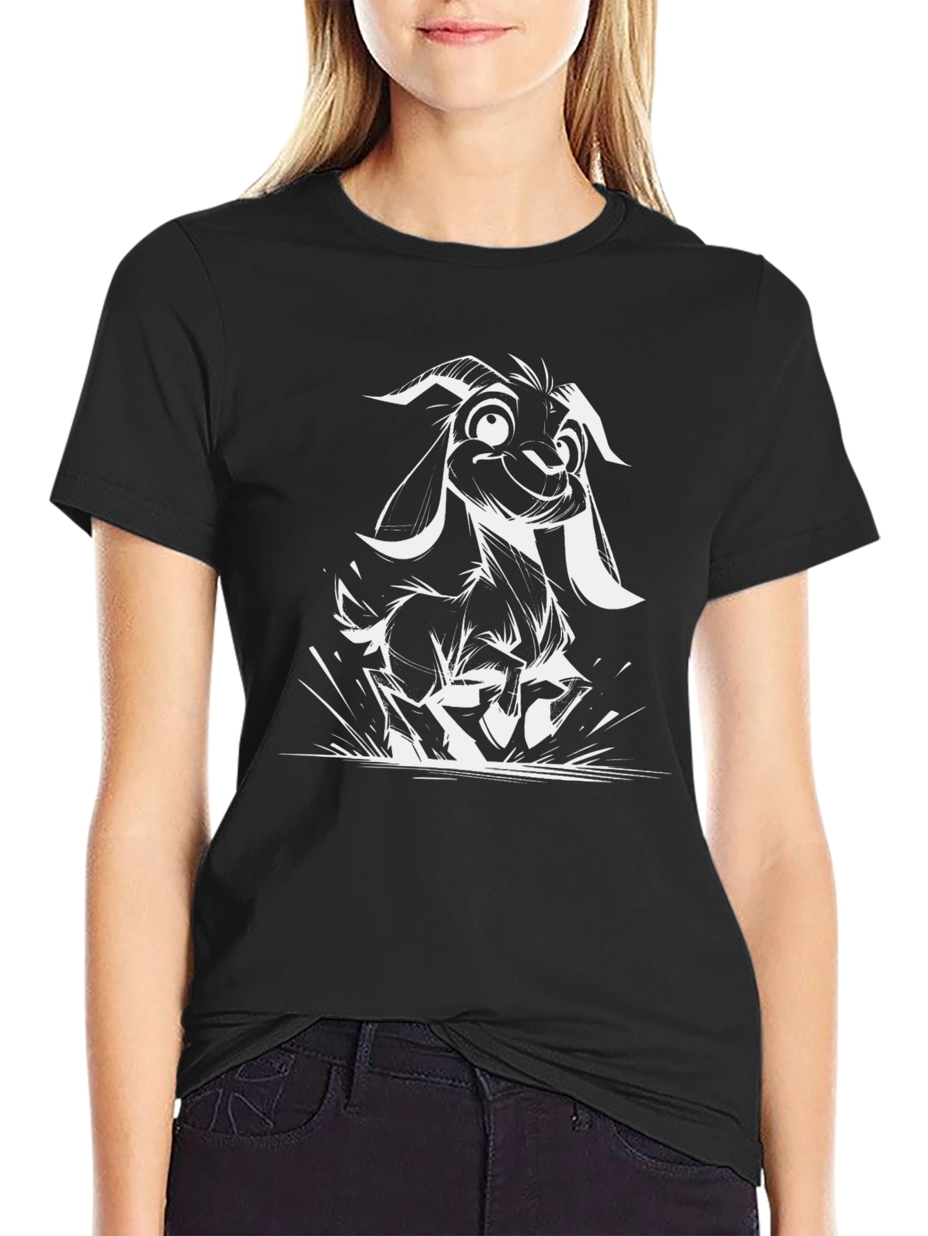 Goat Graphic Tee - Black Crew Neck T-Shirt