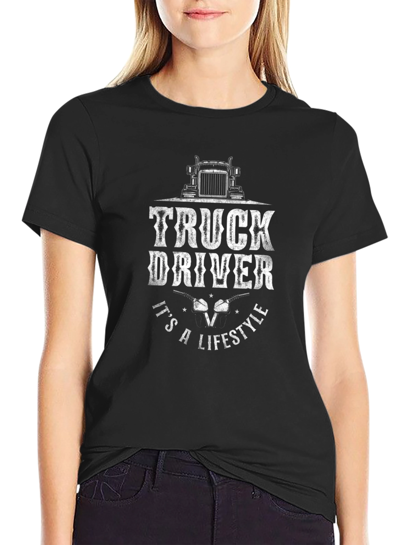 Truck Driver Lifestyle Graphic Tee - Black Cotton T-Shirt
