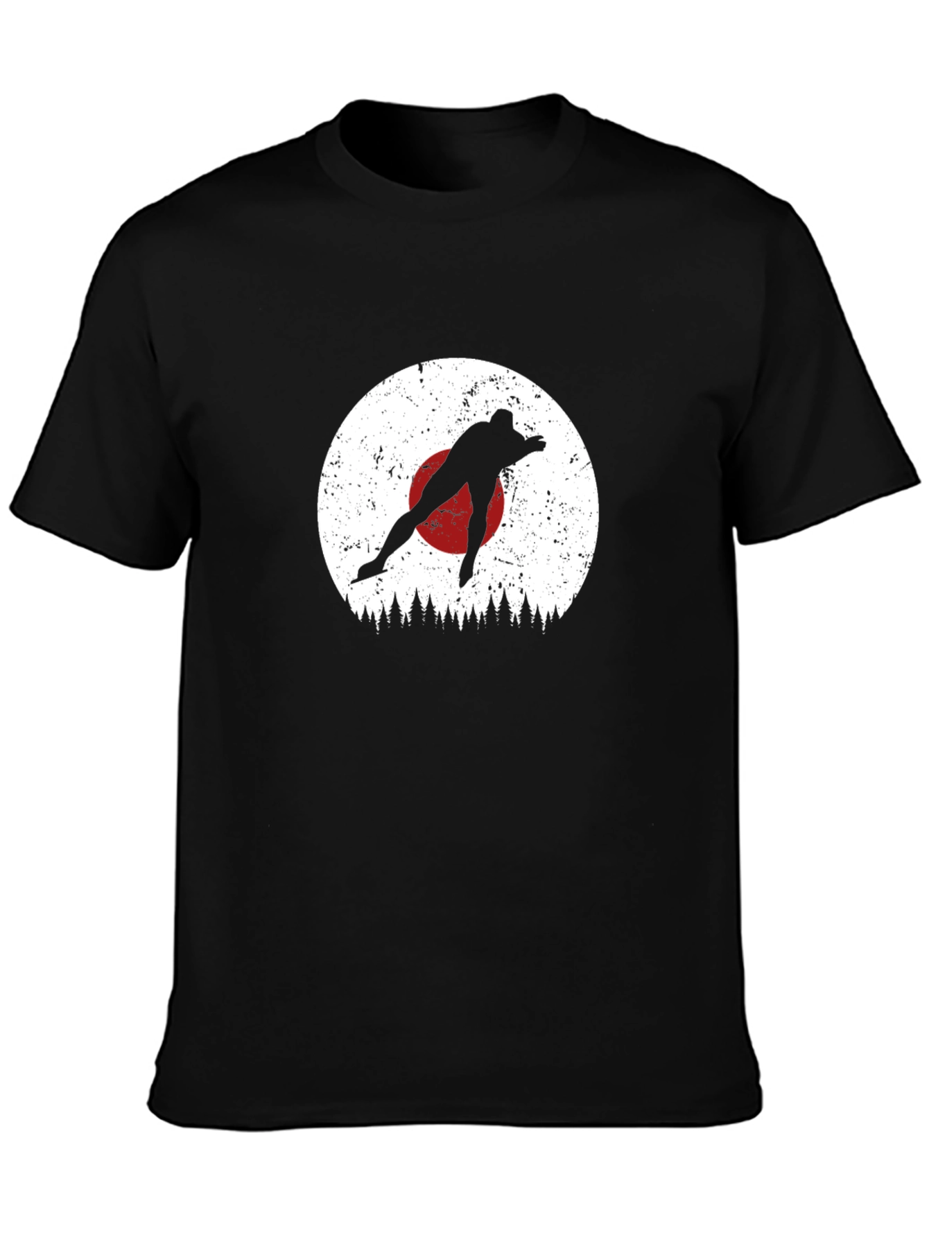 Retro Skier Silhouette Black Tee