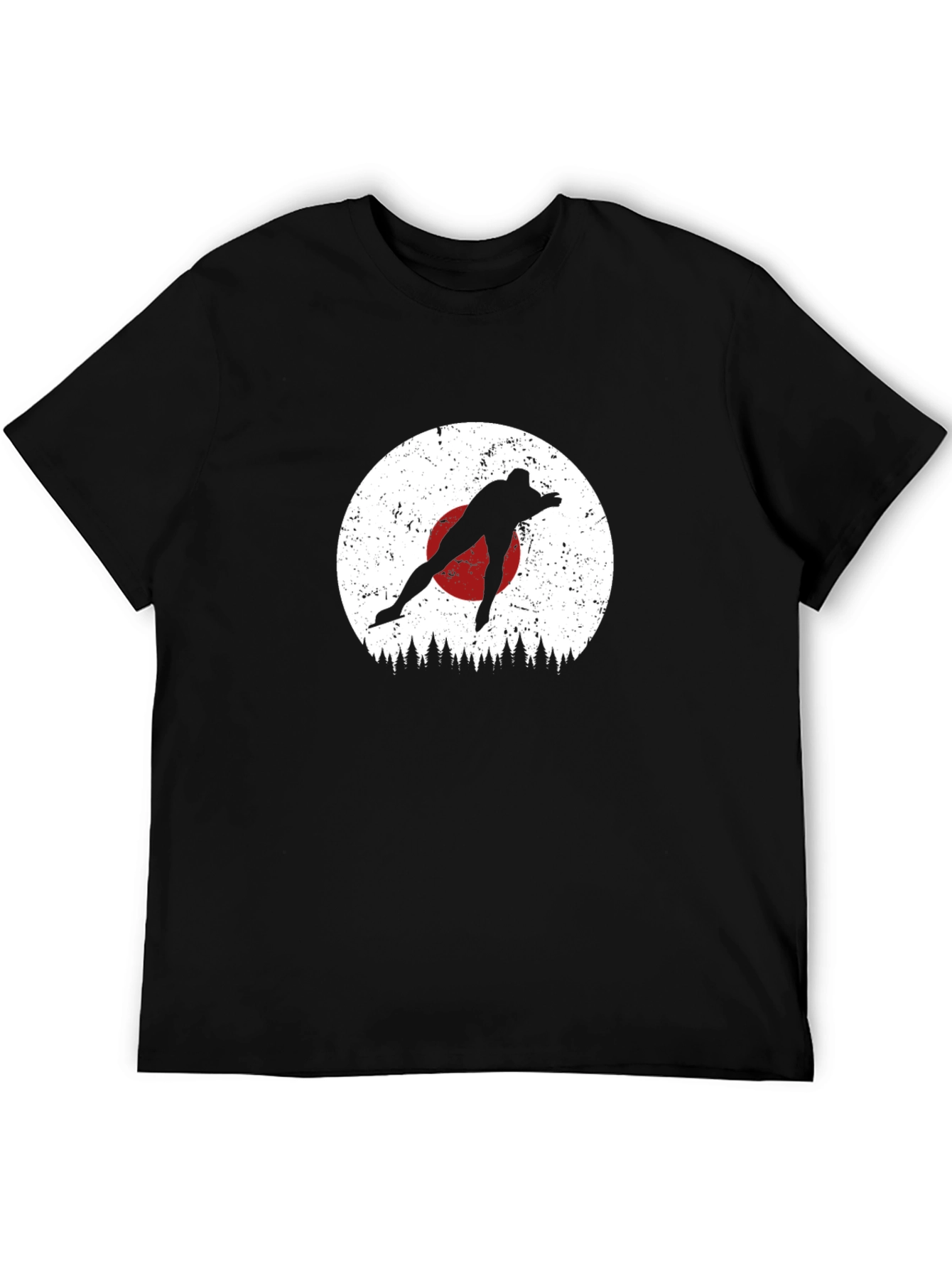 Retro Skier Silhouette Black Tee