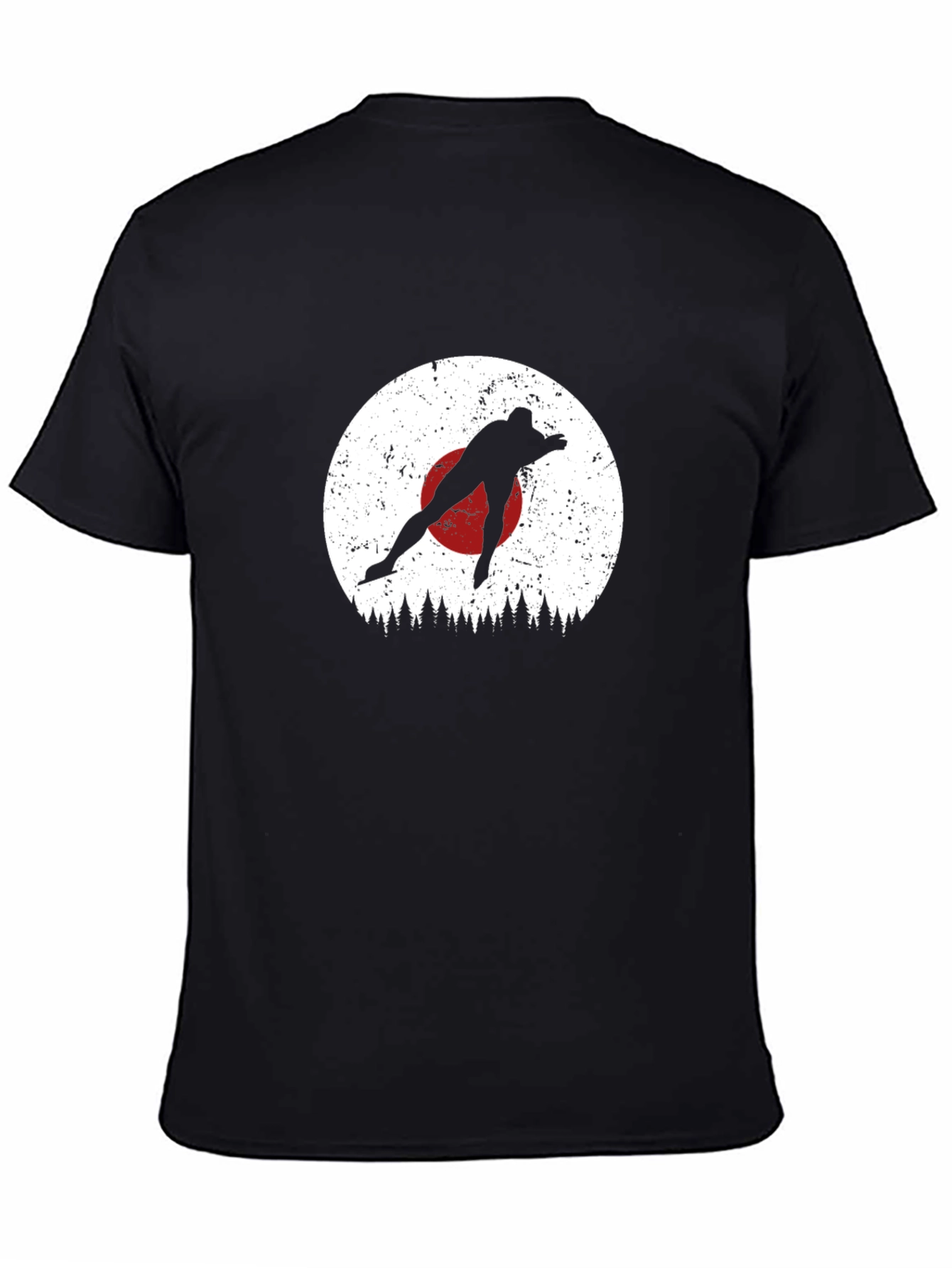 Retro Skier Silhouette Black Tee
