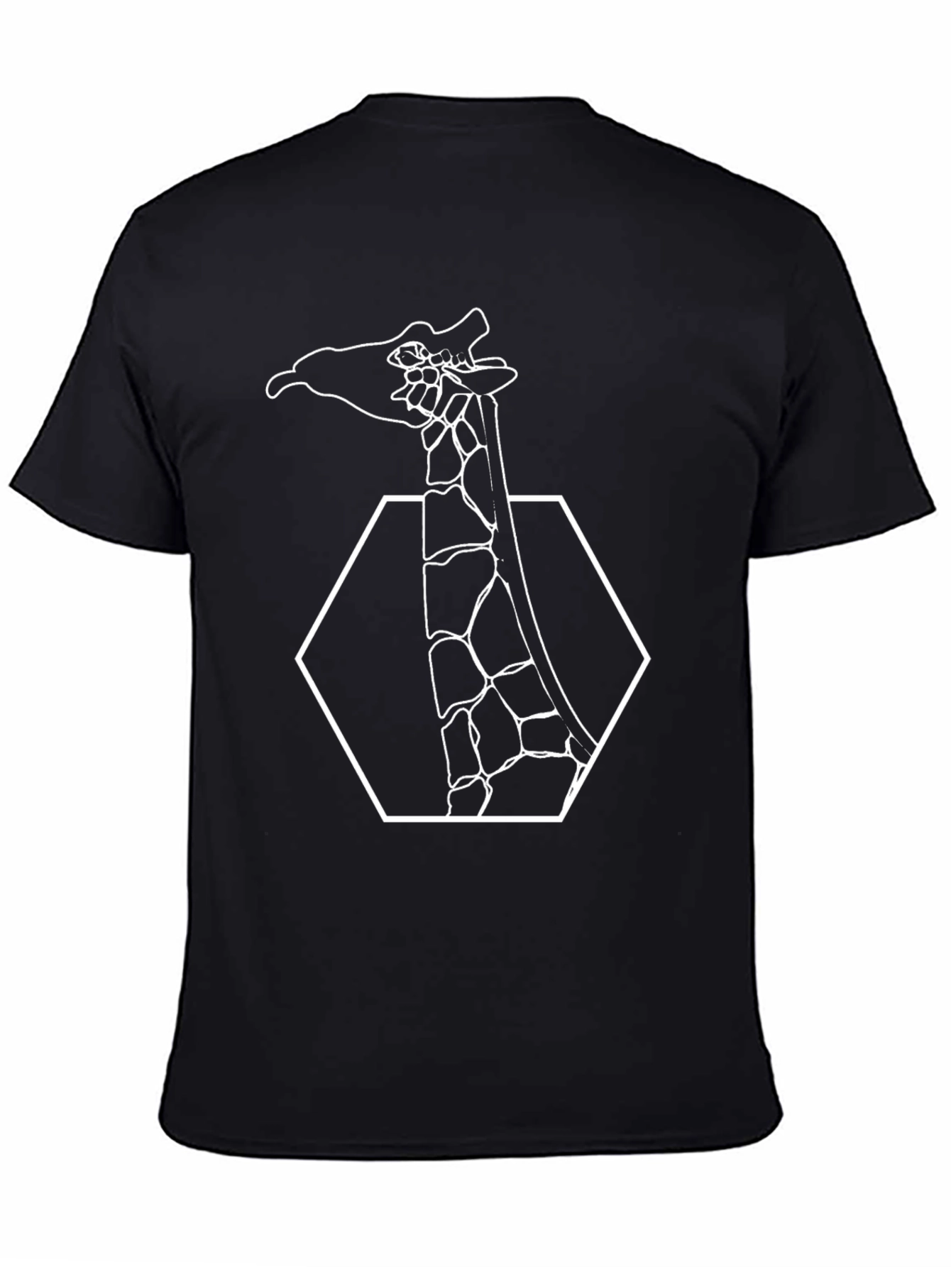 Giraffe Hexagon Graphic Tee - Unique Black T-Shirt
