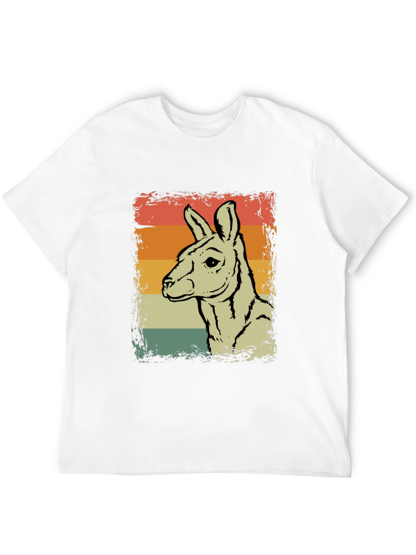 Retro Kangaroo Graphic Tee - Black Crew Neck