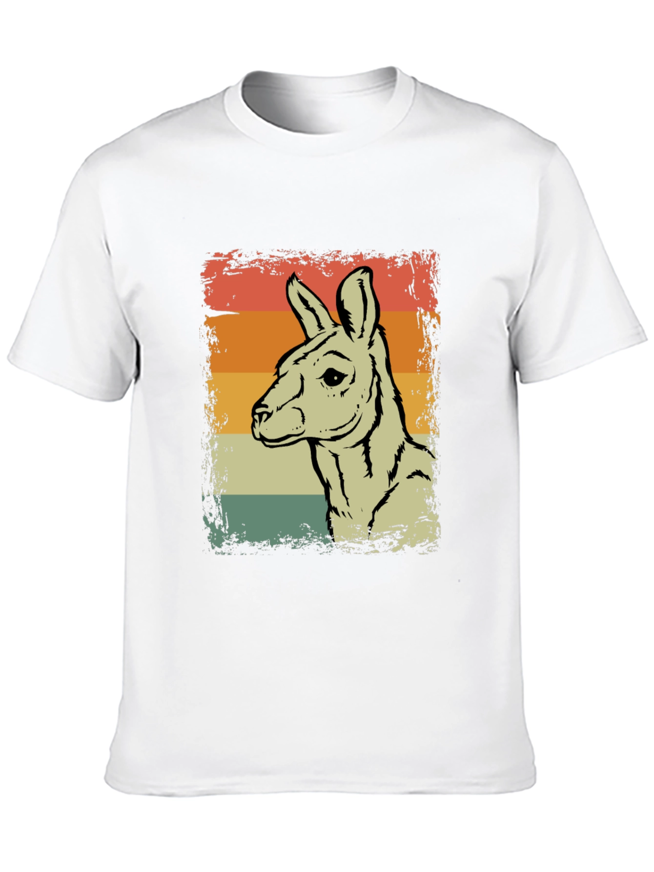 Retro Kangaroo Graphic Tee - Black Crew Neck