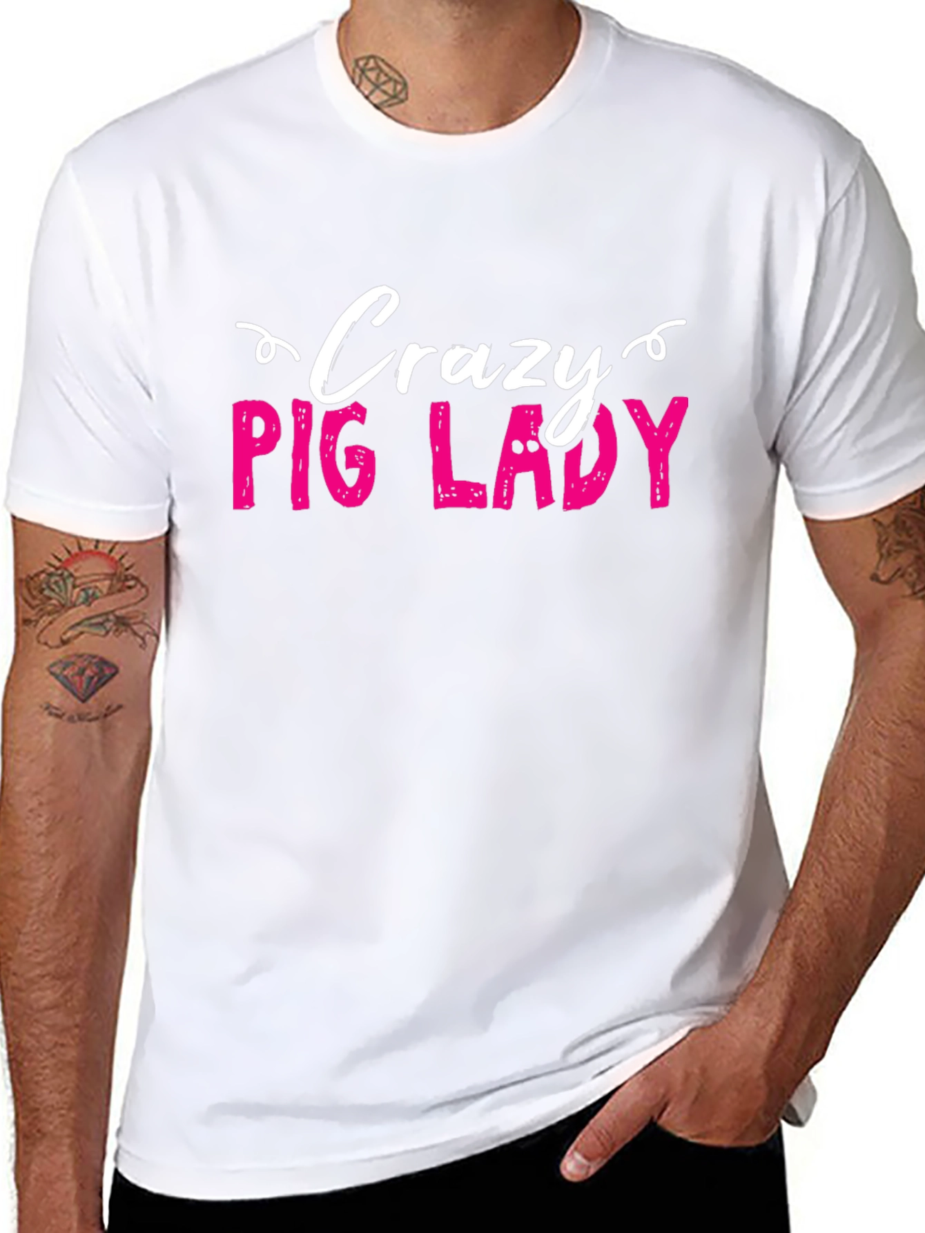 Crazy Pig Lady T-Shirt - Novelty Graphic Tee