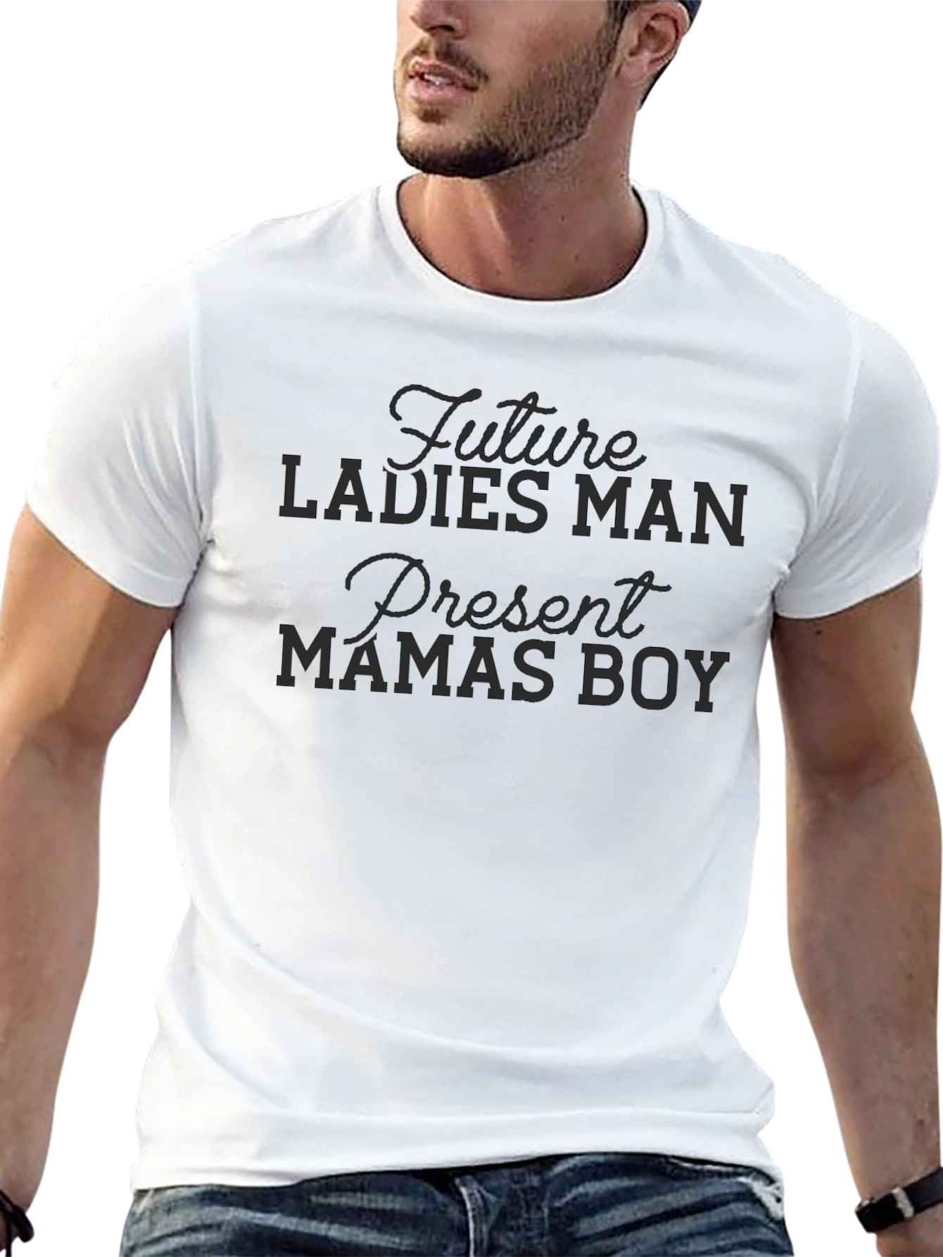 Future Ladies Man Present Mamas Boy Black T-Shirt