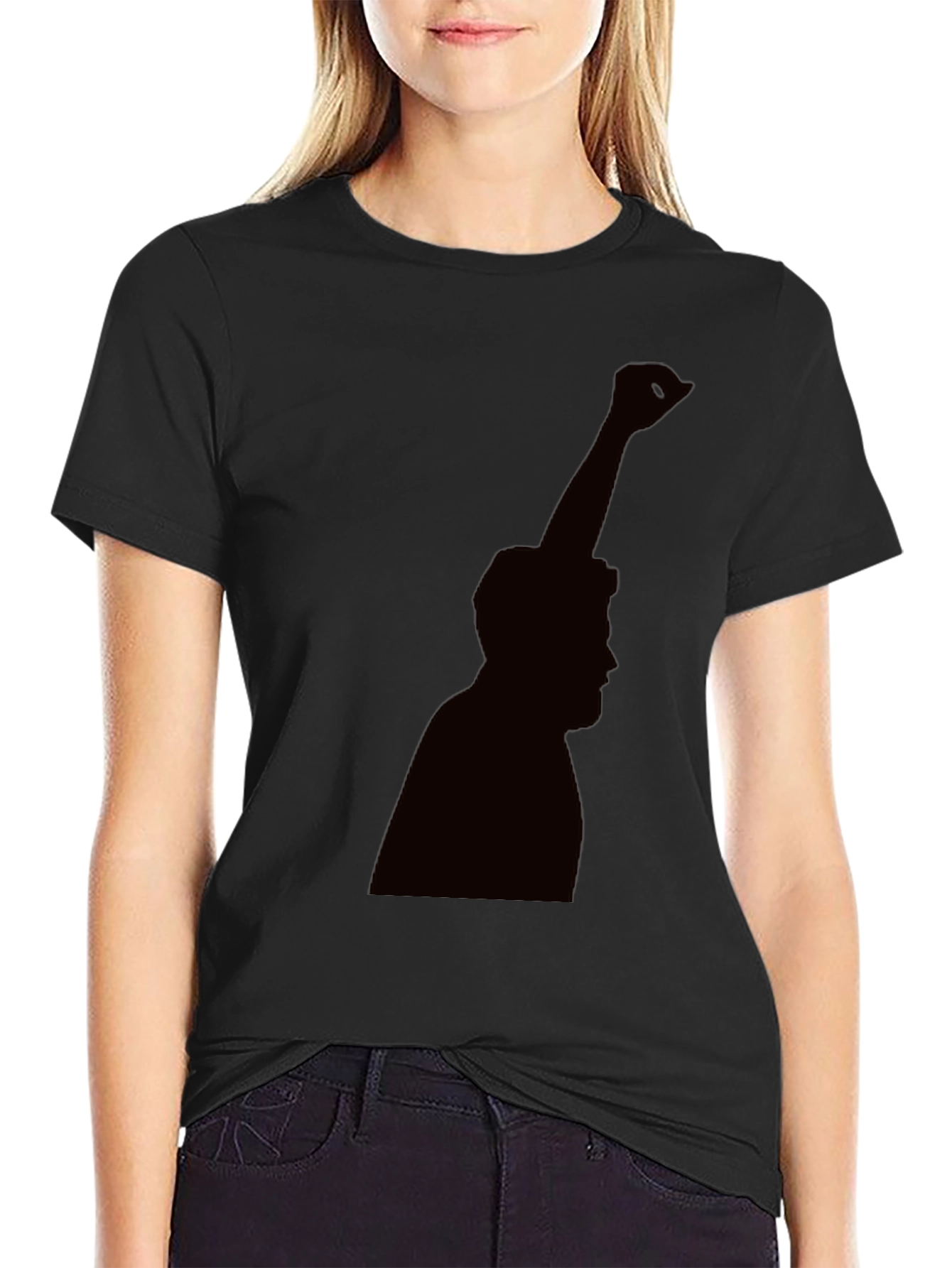 Silhouette Graphic Tee - Black Cotton Blend Casual Shirt