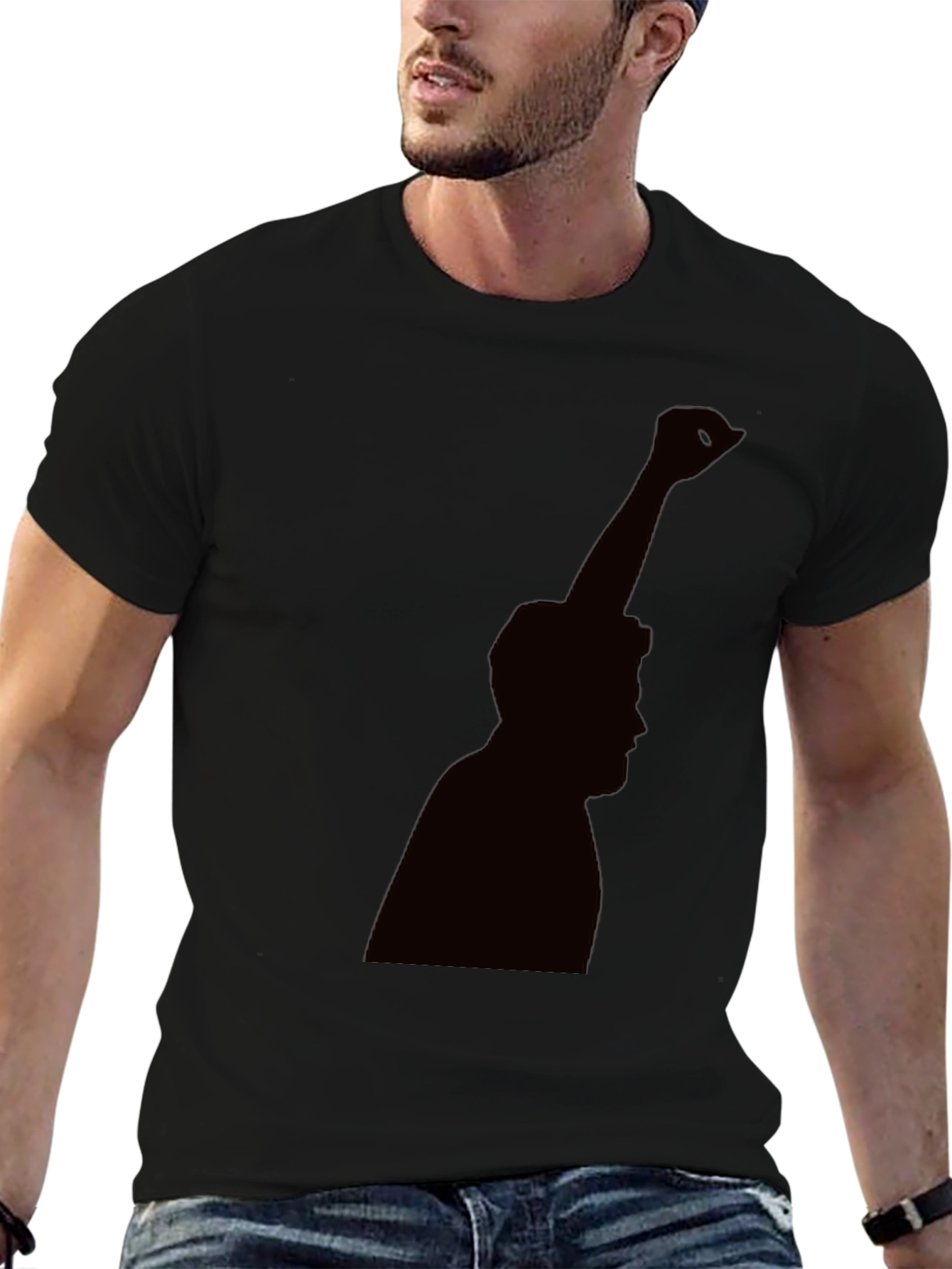 Silhouette Graphic Tee - Black Cotton Blend Casual Shirt