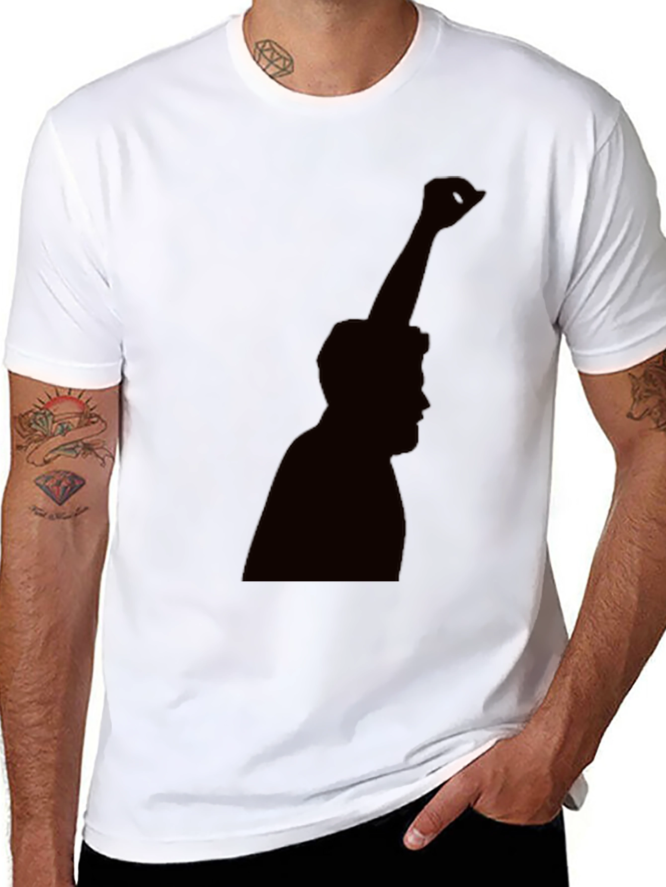 Silhouette Graphic Tee - Black Cotton Blend Casual Shirt