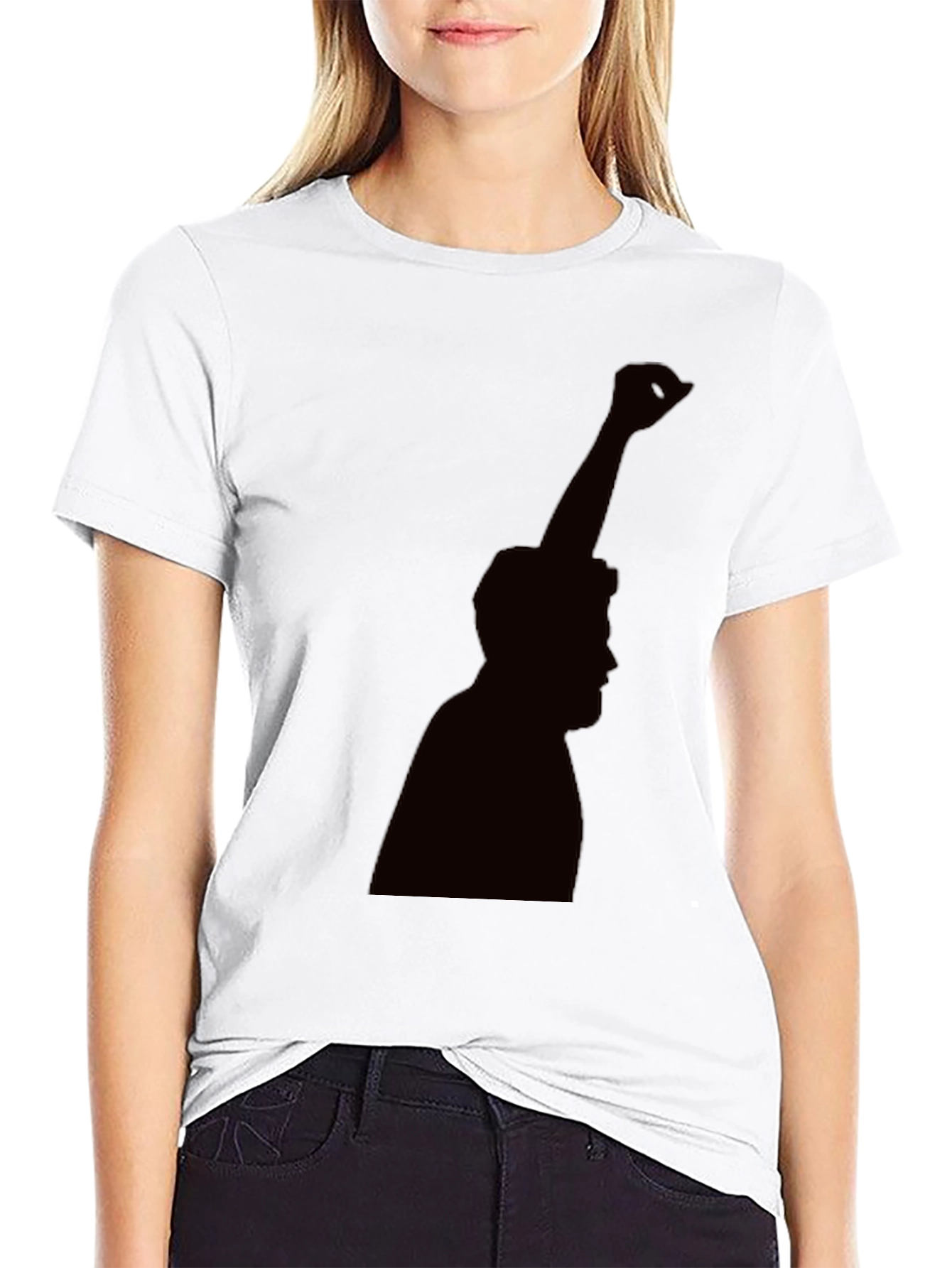 Silhouette Graphic Tee - Black Cotton Blend Casual Shirt