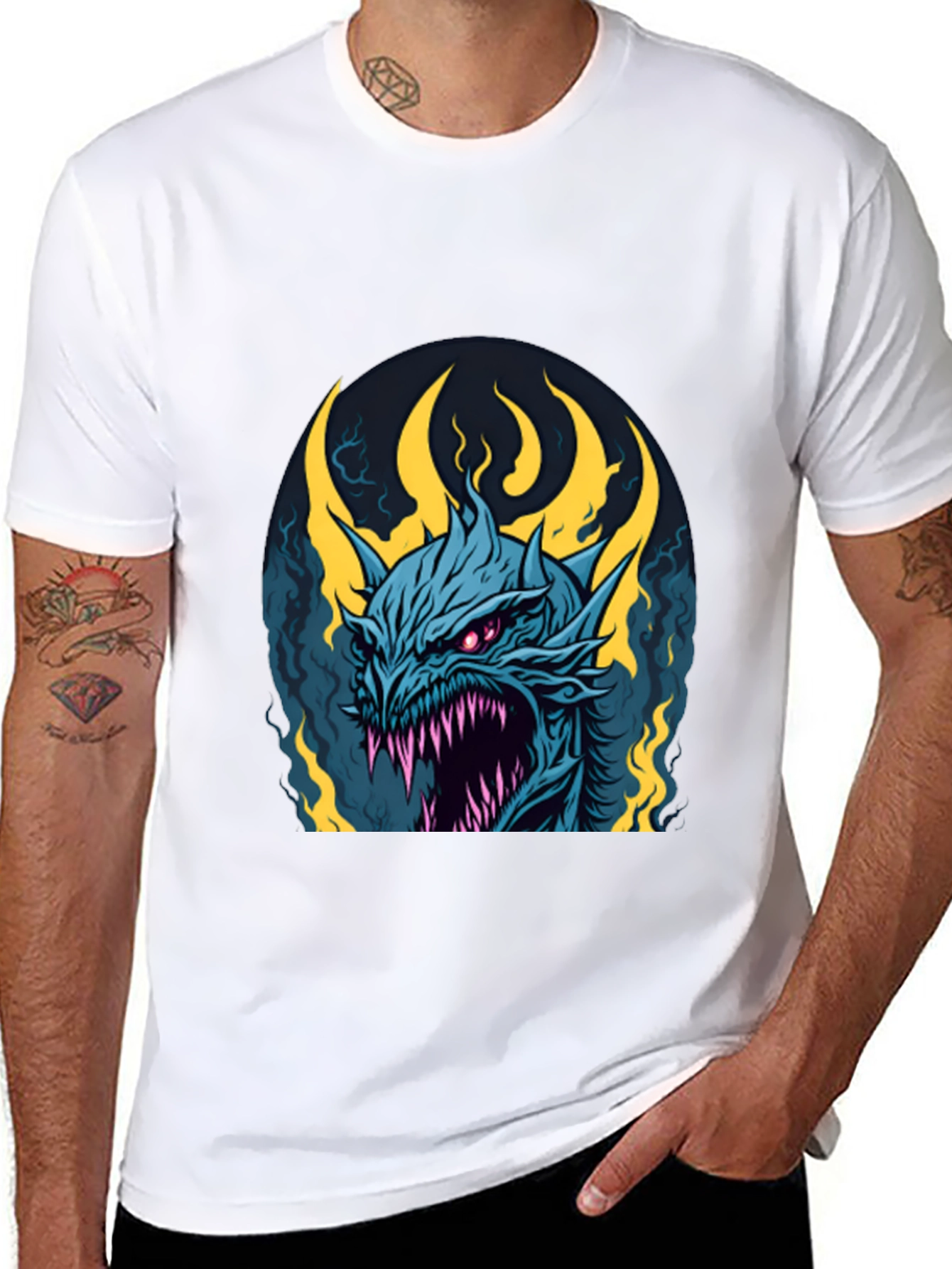 Mens Black Dragon Graphic Tee