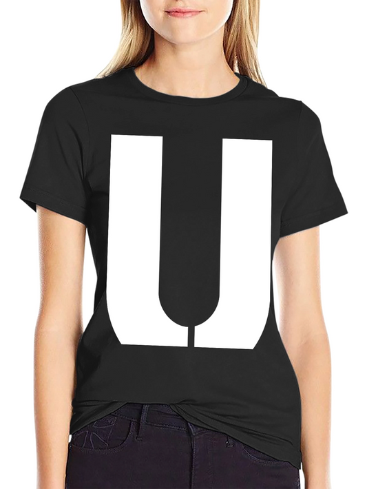 Bold Letter U Graphic Tee - Casual Cotton T-Shirt