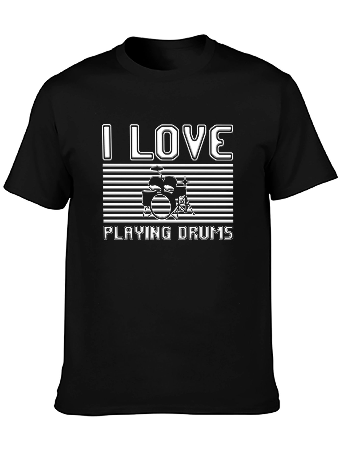 I Love Playing Drums T-Shirt - Black Cotton Tee