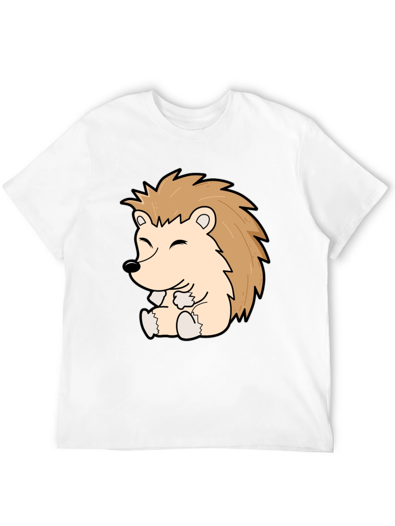 Cute Hedgehog Graphic Tee - Black Cotton Comfort