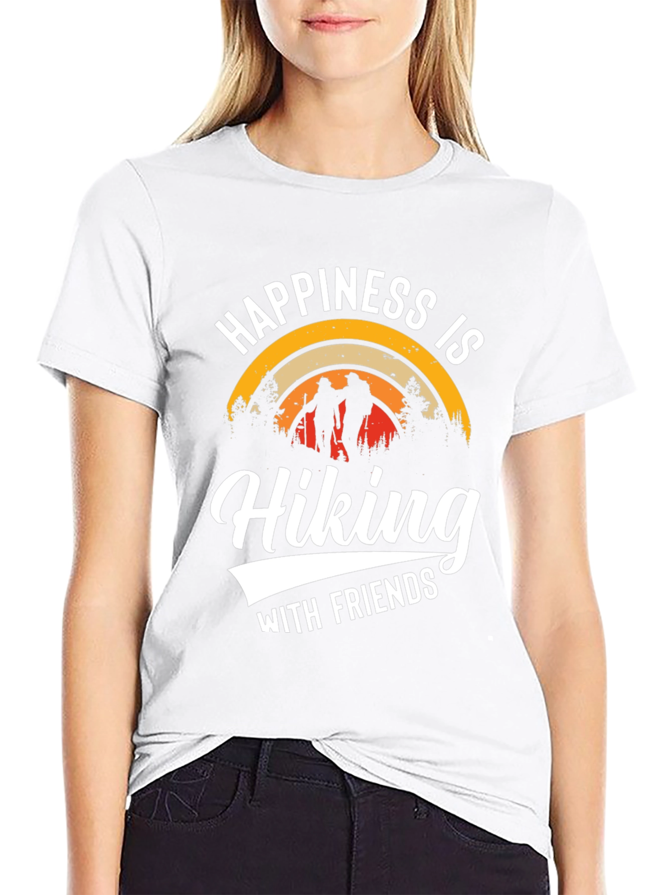 Happiness is Hiking with Friends Black T-Shirt
