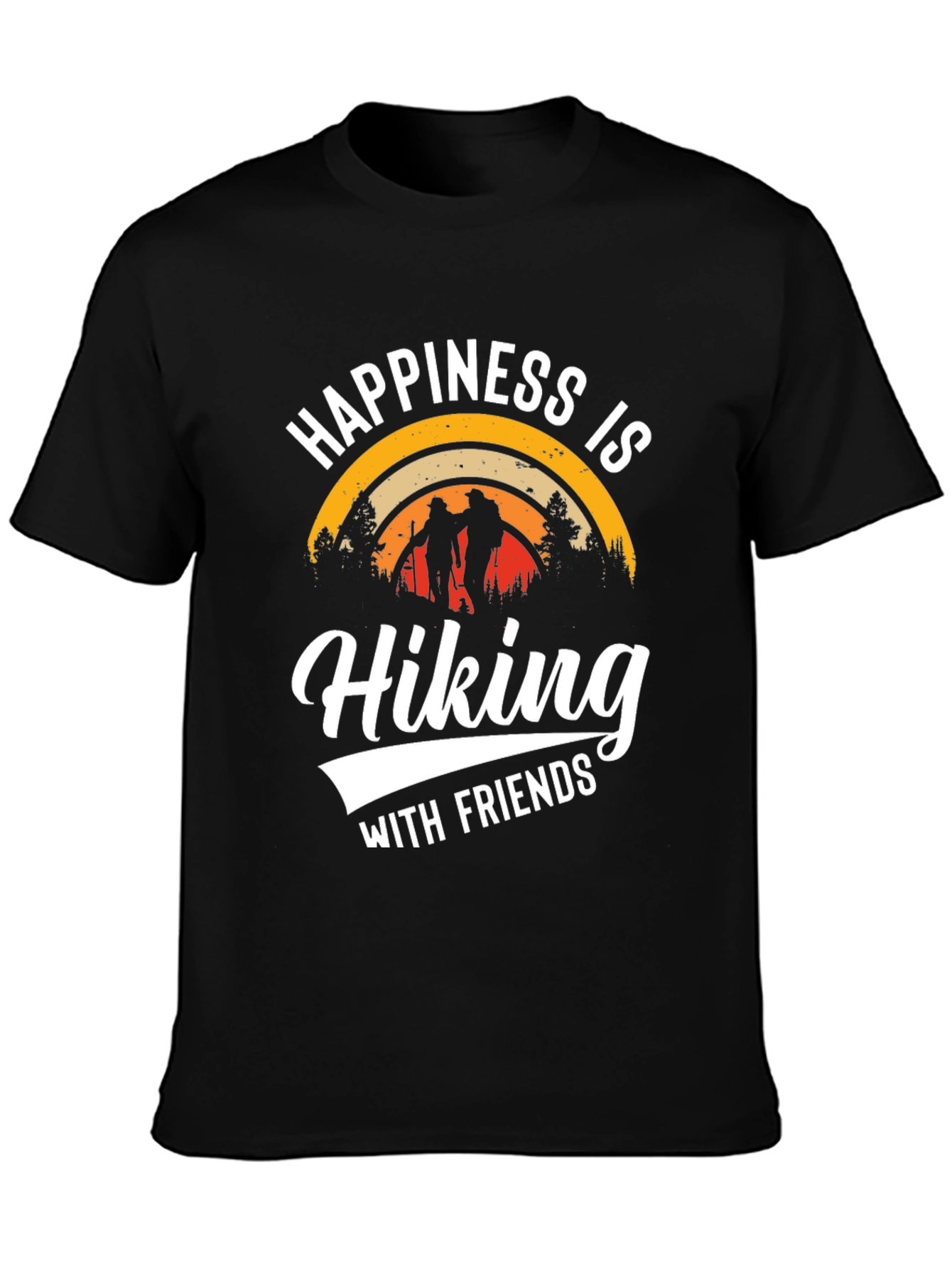 Happiness is Hiking with Friends Black T-Shirt