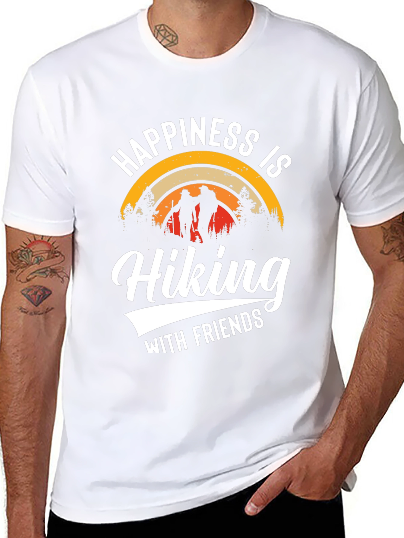 Happiness is Hiking with Friends Black T-Shirt